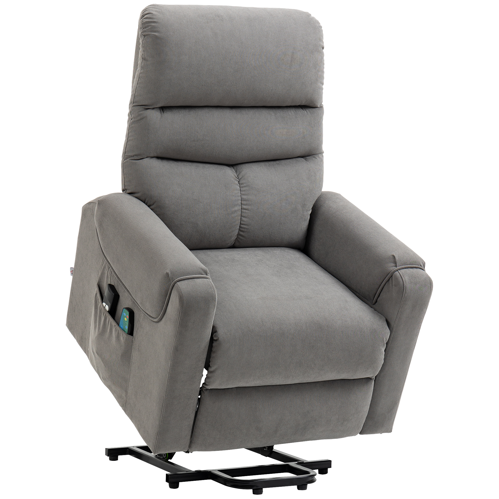HOMCOM Fernsehsessel mit Massagefunktion und Aufstehhilfe, elektrisch verstellbar mit Heizung und Liegefunktion, dunkelgrau, 79 x 97 x 103 cm   Aosom.de