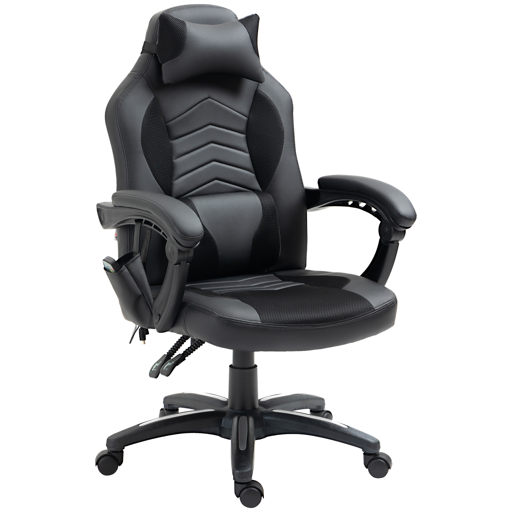 HOMCOM Gaming Stuhl ergonomisch mit Wärmefunktion und 6 Vibrationspunkten, Kunstleder, 68 x 69 x 108-117 cm, ideal für Büro & Gaming   Aosom.de