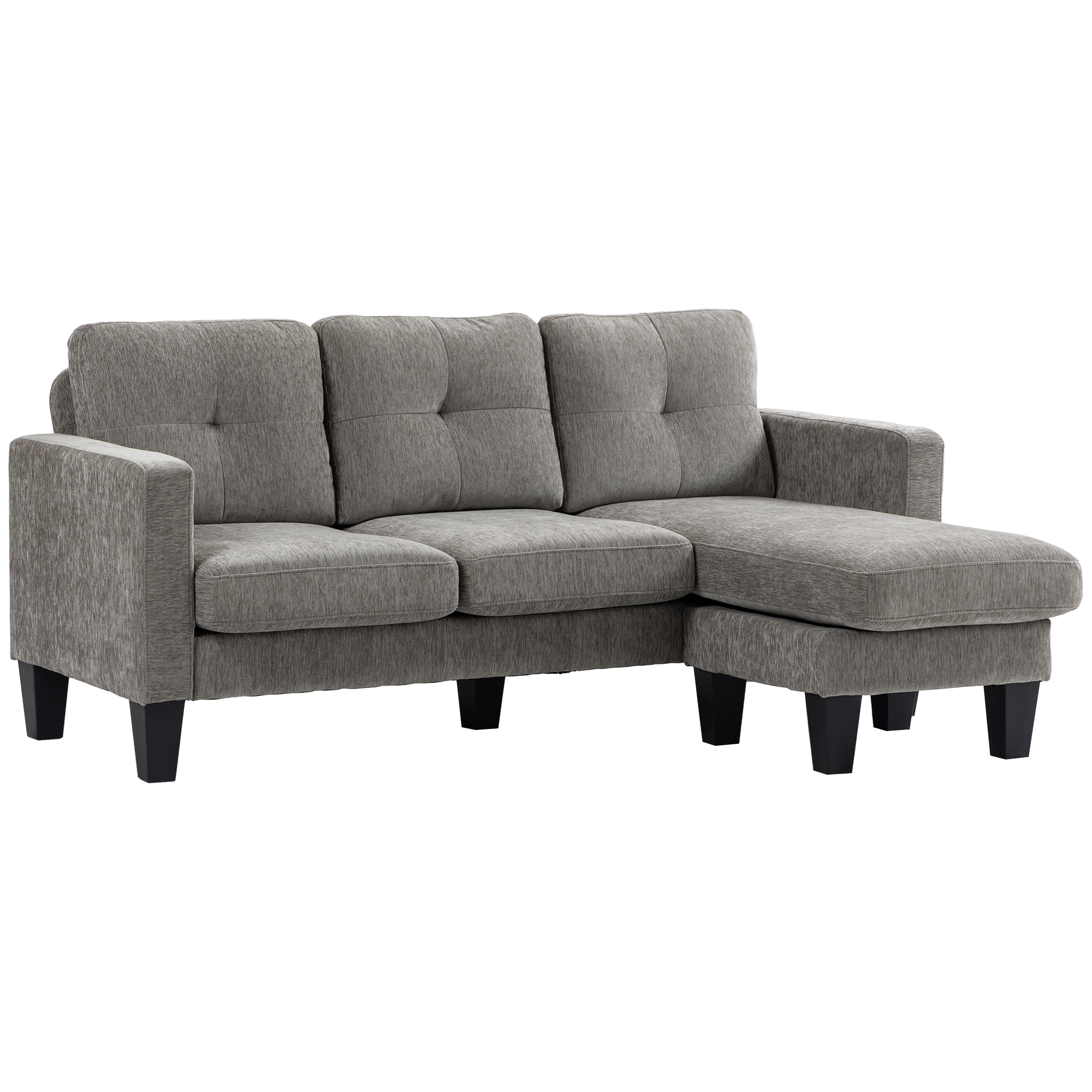 HOMCOM Ecksofa, Eck-Couch mit umkehrbarer Chaiselongue, Sofa in L-Form, Gepolstert Eckcouch mit Federkern, Stahlrahmen Chenille-Optik, 186 x 130 x 84 cm, Braun   Aosom
