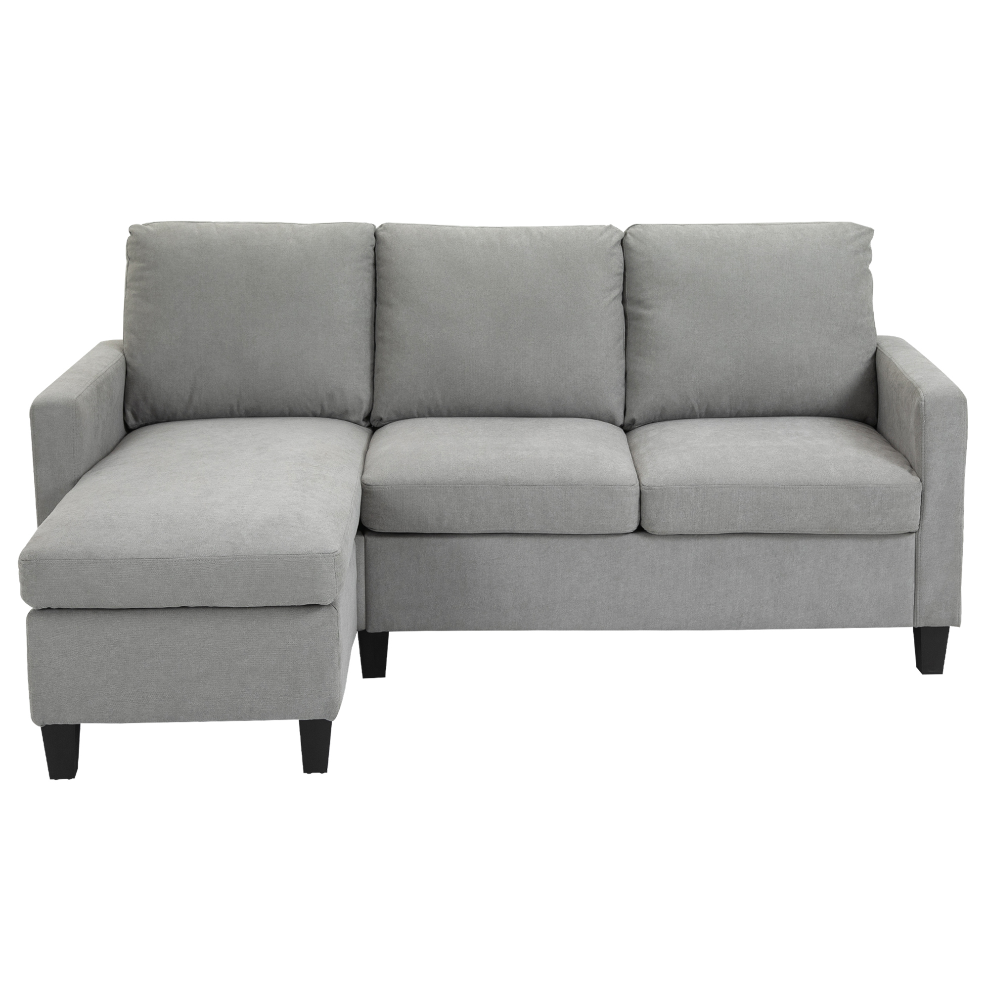 HOMCOM Ecksofa Couch mit Wendbar Chaiselongue 3 Sitzer Sofa L Form Gepolsterte Eckcouch für Wohnzimmer, Schlafzimmer, 197 x 139 x 91 cm Hellgrau   Aosom