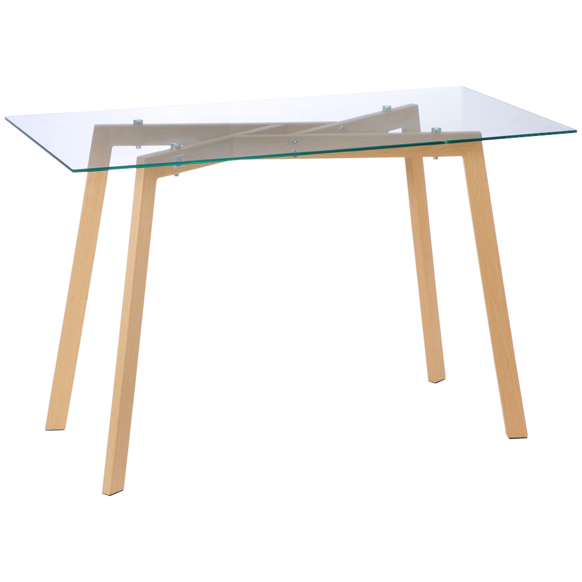 HOMCOM Esstisch Glas Küchentisch 120 x 60 cm Esszimmertisch für 4 Personen Moderner Tisch mit Stahlbeine für Esszimmer, Küche, kleine Räume Transparent Aosom