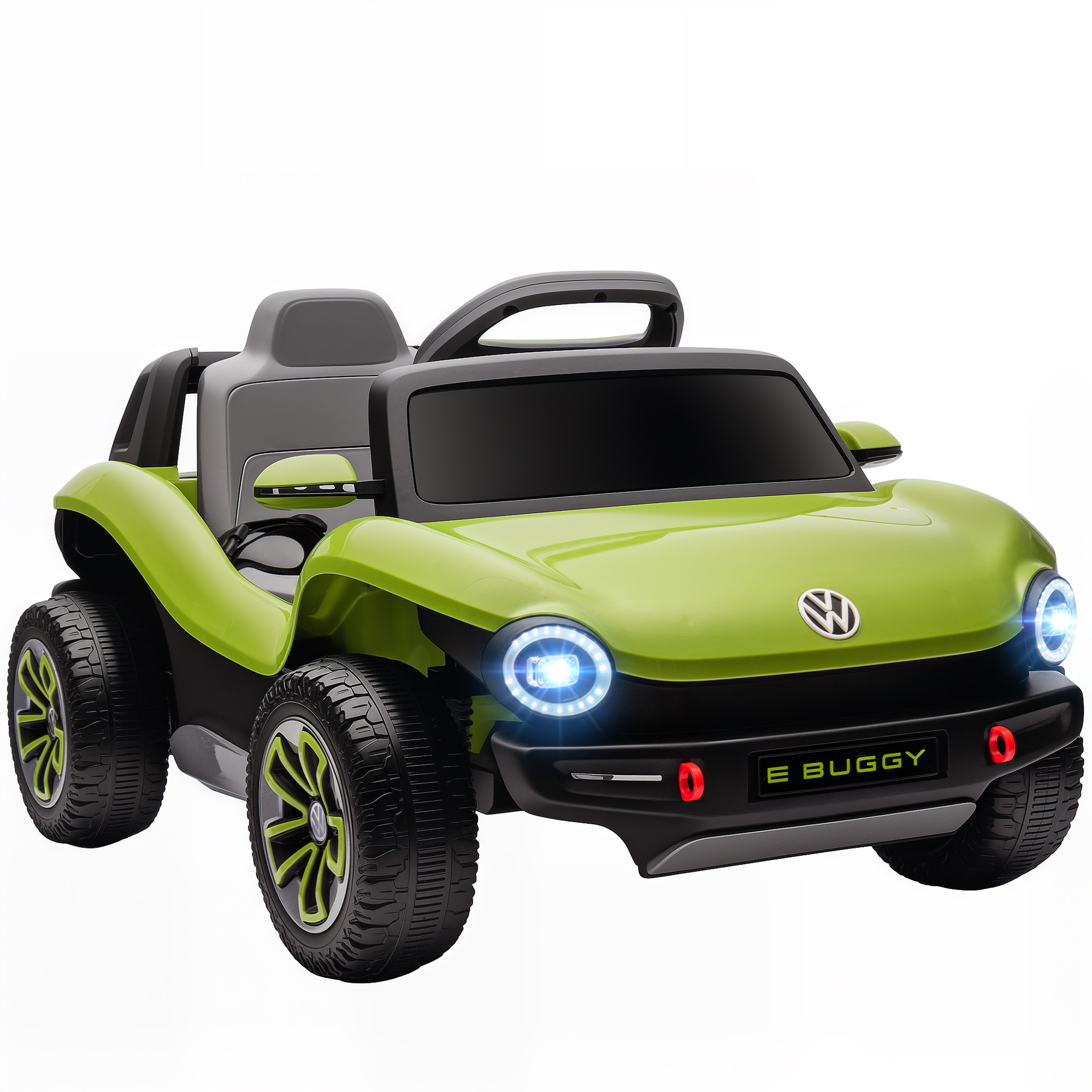 AIYAPLAY Elektroauto für Kinder ab 3 Jahren, Volkswagen E-Buggy, 12V Batteriebetriebenes Auto, mit 2,4 GHz Fernbedienung, Federungsrädern, LED-Scheinwerfern, Musik, USB, Doppelmotor, Grün Aosom