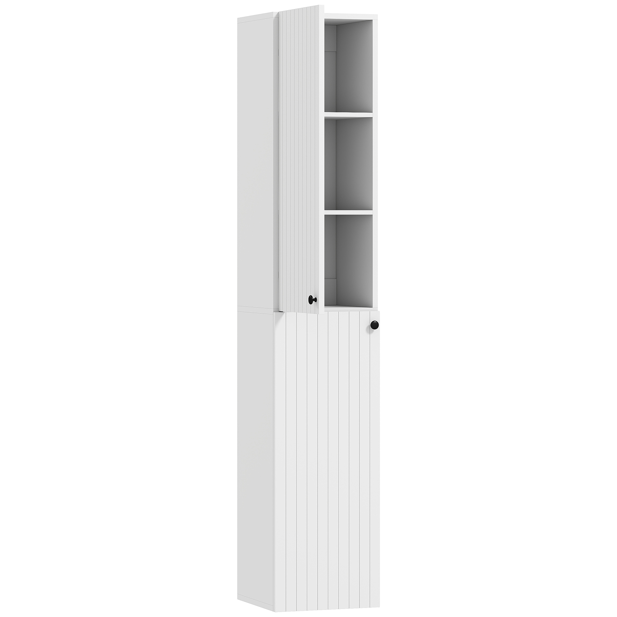 HOMCOM Badezimmerschrank Hoch Wandmontage Badschrank Hochschrank schmal mit 2 Tür, Verstellbare Regale, für Badezimmer, Wohnzimmer 30 x 30 x 161 cm Weiß   Aosom