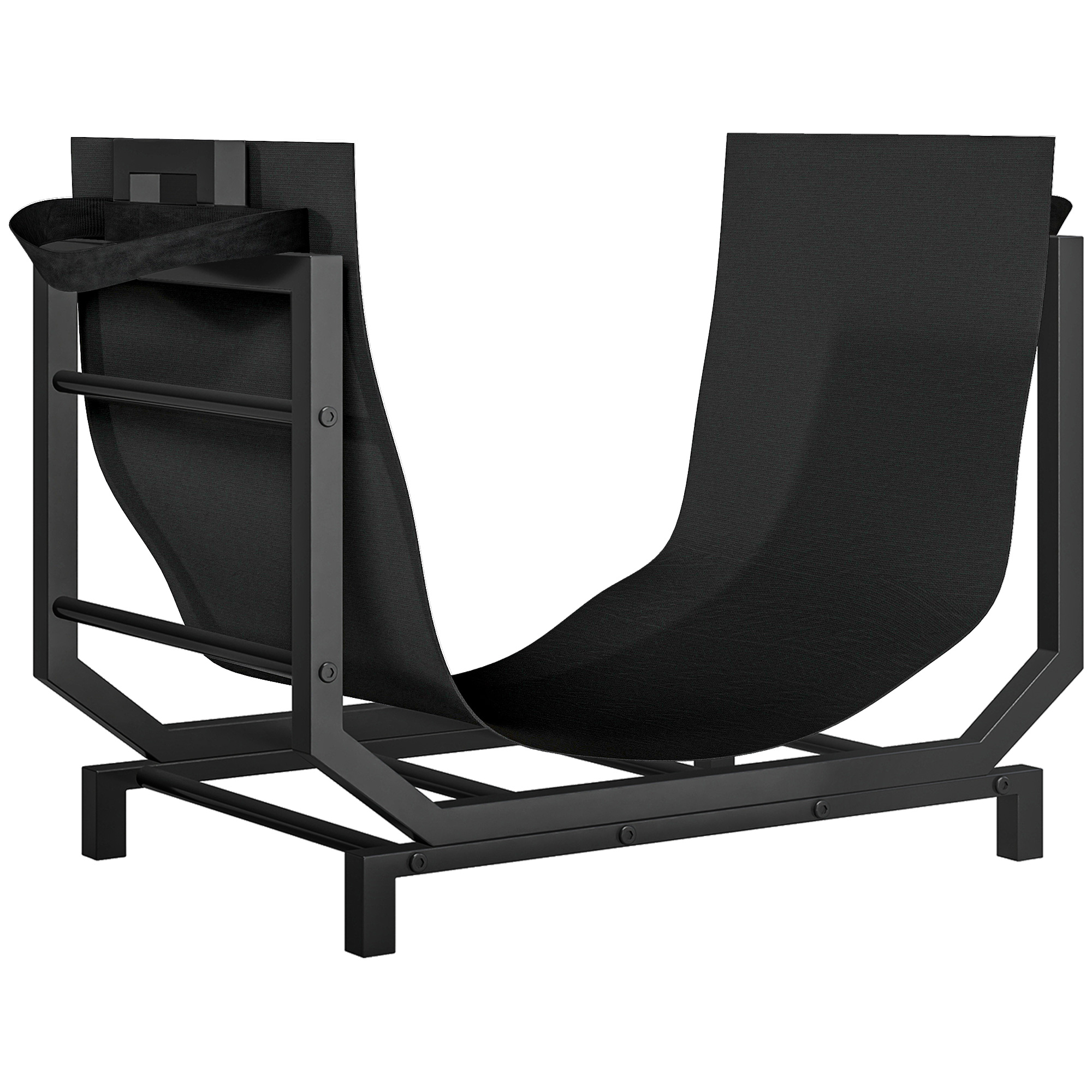 Outsunny Kaminholzregal für innen 53 x 33 x 43 cm erhöhtes Brennholzregal mit Tragetasche Kaminholzständer für Kamin Ofen Feuerholzregal Holzregal für Feuerholz, Brennholz Metall Schwarz   Aosom