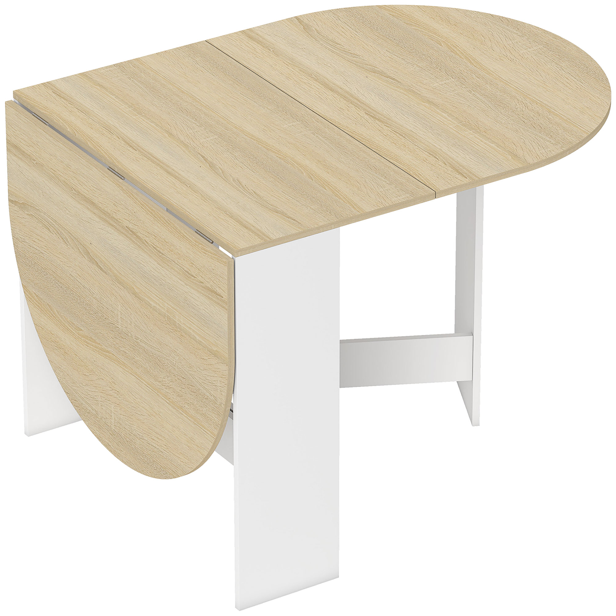 HOMCOM Klappbarer Esstisch, Ovaler Klappbarer Küchentisch mit Klappbaren Flügeln, Bis zu 6 Personen, für Esszimmer, Wohnzimmer, Kleiner Raum, 163x80x75 cm, Natur   Aosom