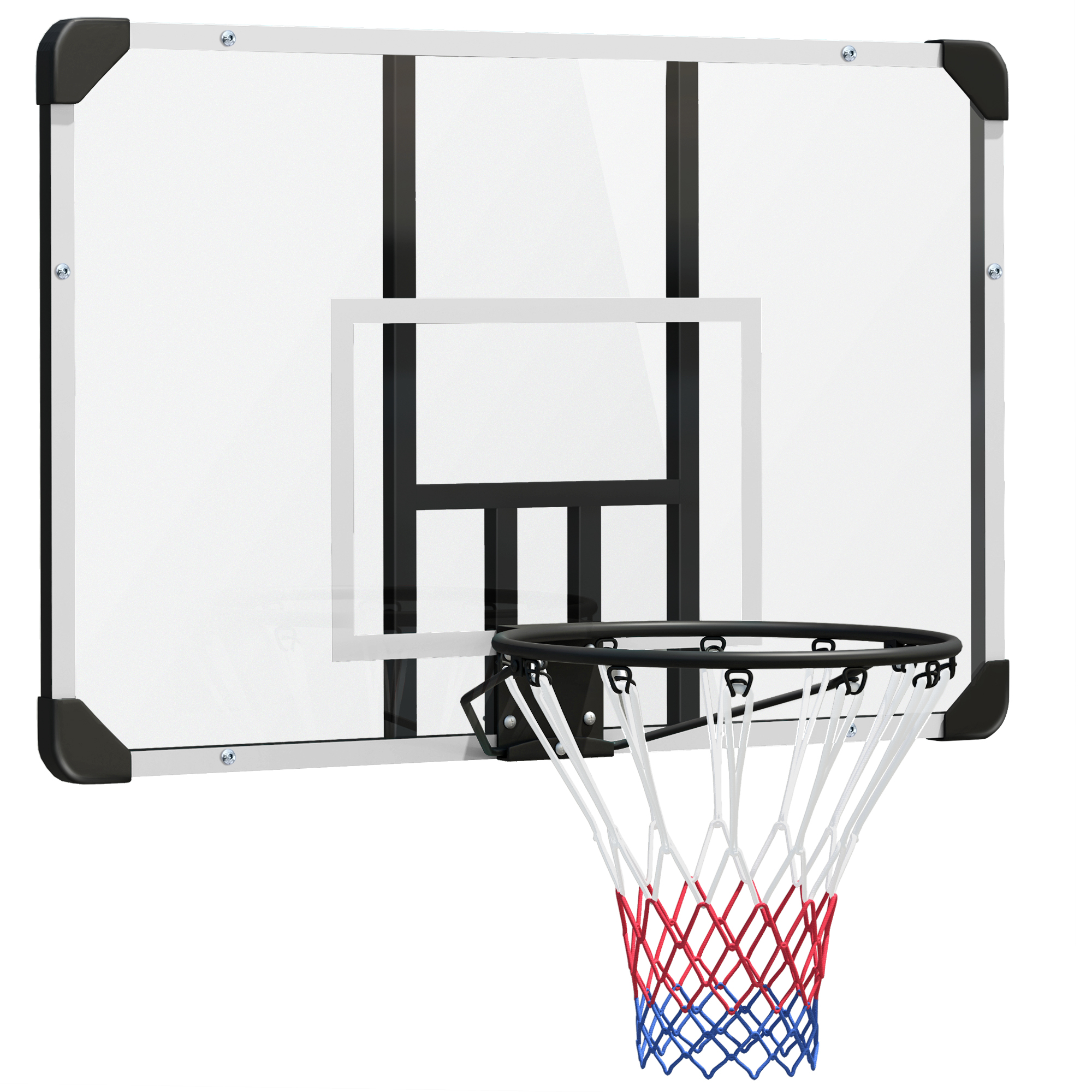 SPORTNOW Basketballkorb Wandmontage mit Basketballbrett und Netz 113 x 61 x 73 cm aus Stahl für Outdoor Aktivitäten in Weiß   Aosom.de
