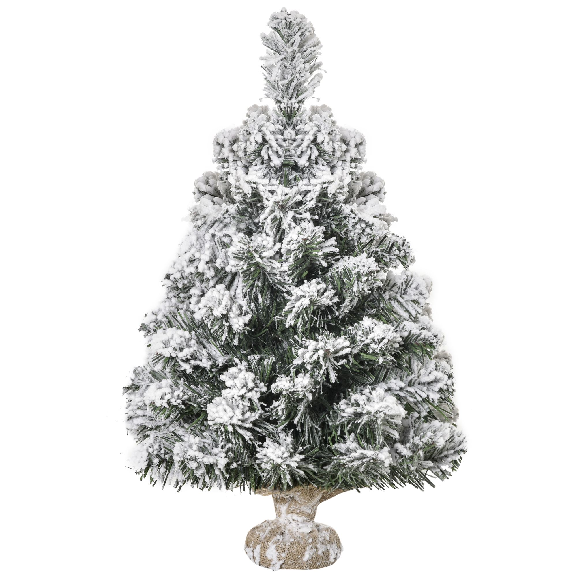 HOMCOM Mini Künstlicher Weihnachtsbaum 60 cm Tannenbaum künstlich mit Schnee, 67 Spitzen Zementbasis Christbaum Weihnachtsdeko für drinnen Büro Wohnzimmer Aosom