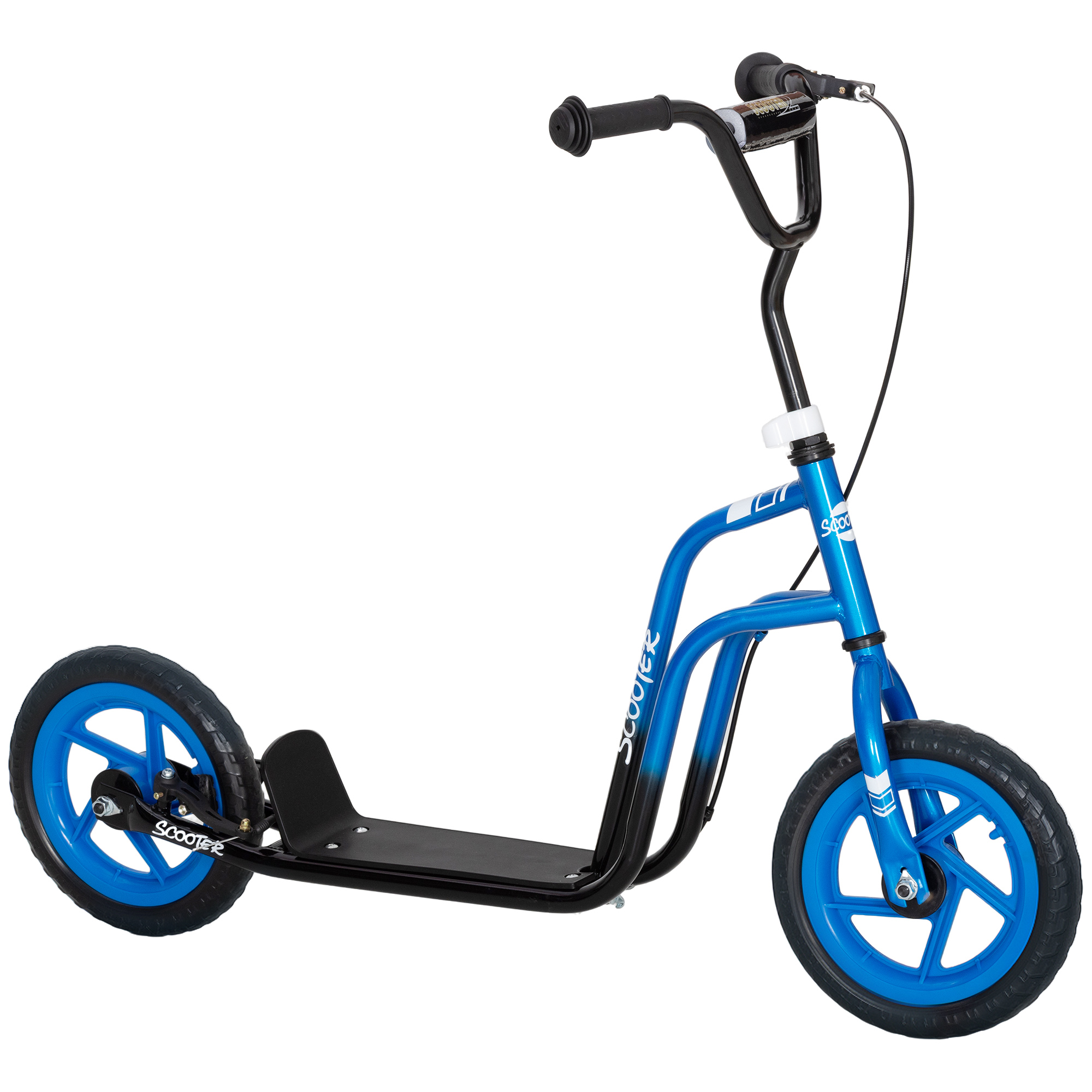 AIYAPLAY Roller Kinder Tretroller Kickscooter mit verstellbarem Lenker, großen Rädern und Handbremse 12 Zoll Scooter für 5-12 Jahren Jungen und Mädchen Blau Aosom