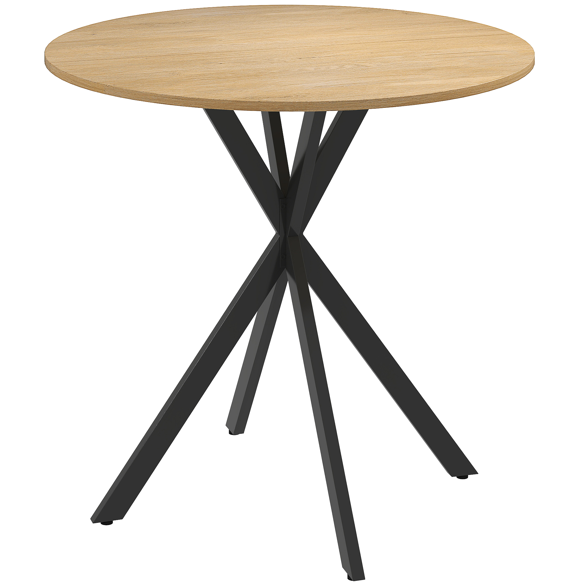 HOMCOM Esstisch, Runder Küchentisch für 2 Personen im Industriestil mit Stahlbeinen, Esszimmertisch für Esszimmer, Küche, Eiche Ø80 x 75 cm   Aosom