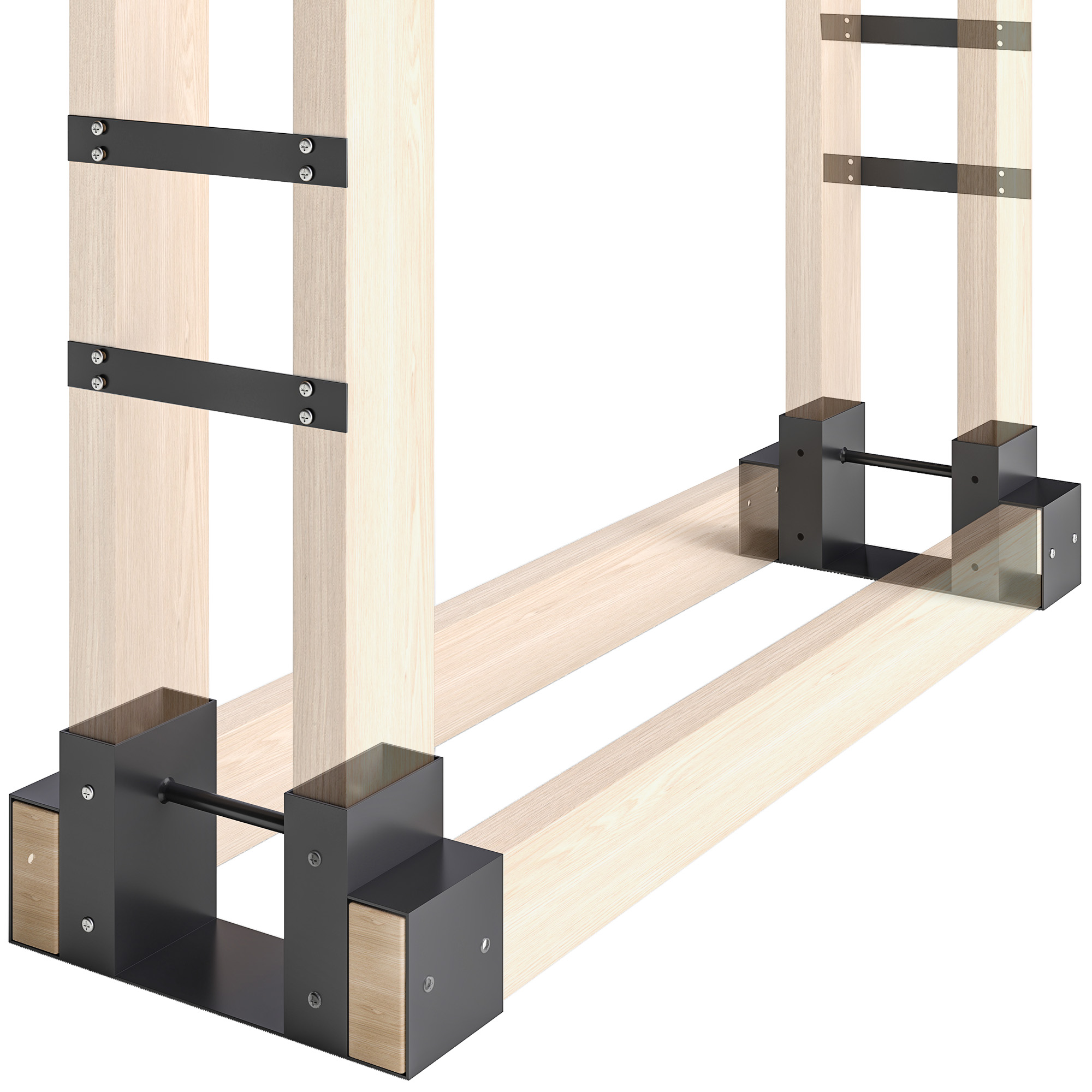 Outsunny 2er Set Kaminholzregal für innen 33,5 x 10 x 15,5cm Brennholzregal mit verstellbar Länge, Kaminholzständer für Kamin Ofen Feuerholzregal Holzregal für Feuerholz, Brennholz Metall Schwarz   Aosom