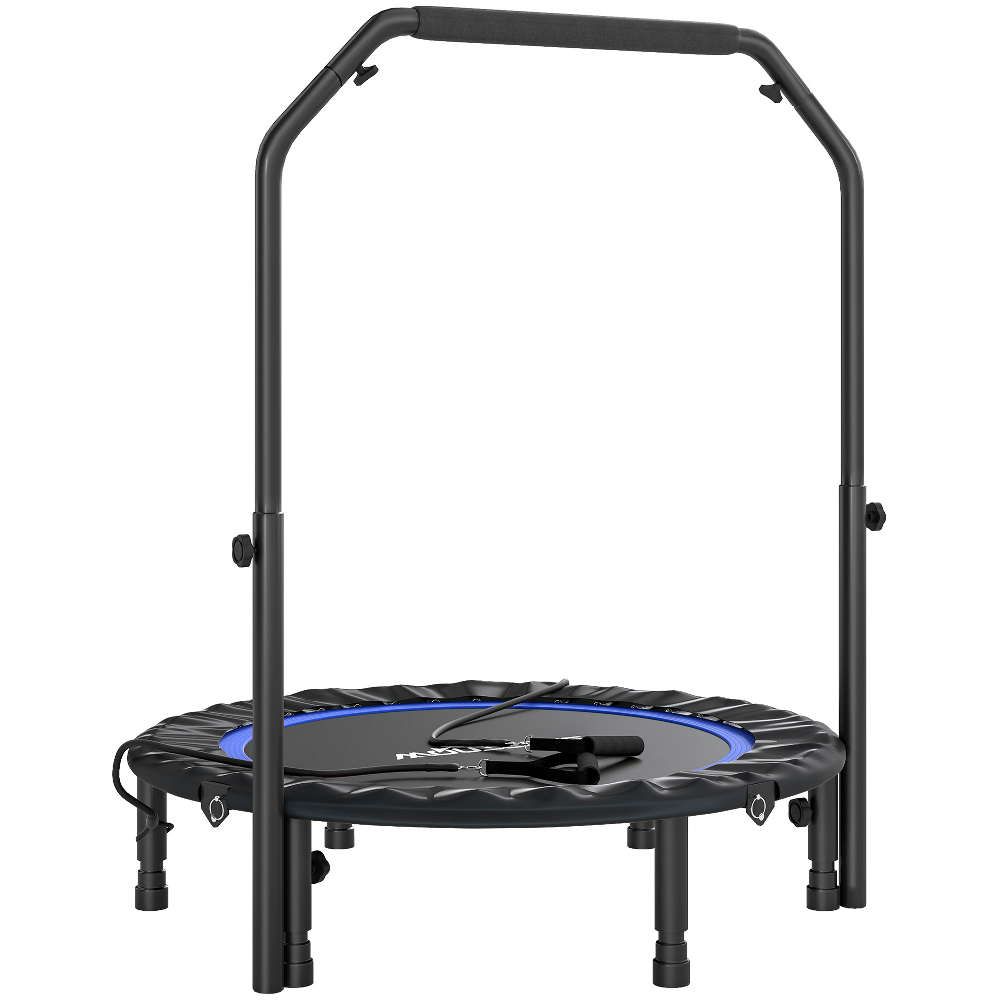 SPORTNOW Fitness-Trampolin für Erwachsene Ø102 cm, klappbare Trampolin Cama Elástica mit verstellbarem Griff in 4 Höhen und Bänder, für Bein- und Körpertraining zu Hause, im Büro, im Fitnessstudio und im Freien, Tragkraft 150 kg Blau   Aosom