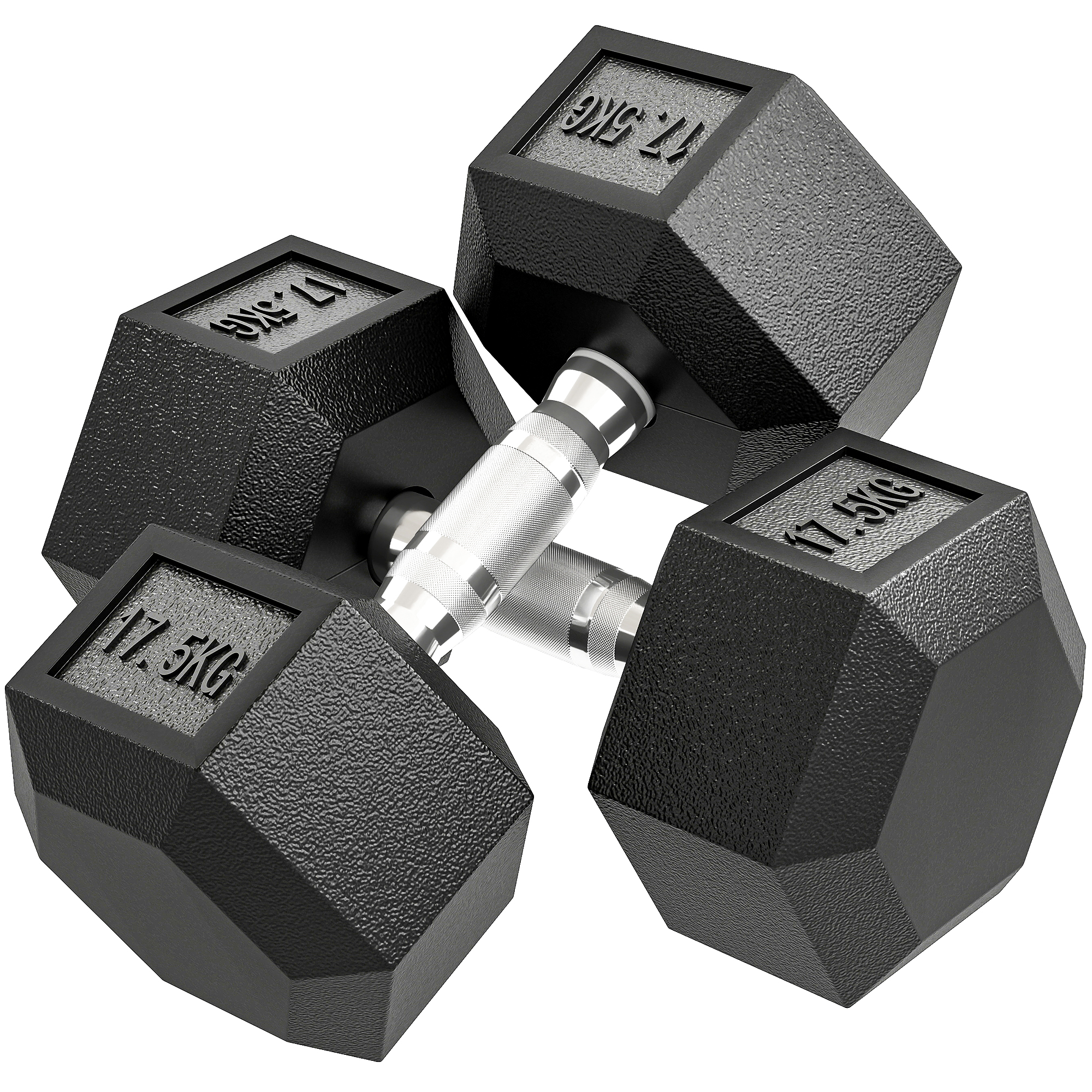 HOMCOM Hanteln mit gerändeltem Griff, Kurzhantel aus Gusseisen, 2 x 17,5kg, Kurzhanteln für Männer und Frauen, Dumbbell für Zuhause, Fitnessstudio, Krafttraining   Aosom
