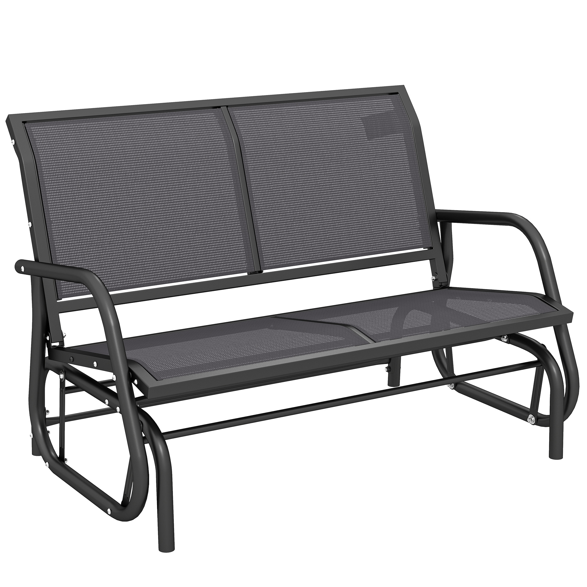 Outsunny Schaukelstuhl 2-Sitzer Gartenbank wetterfest Gartenschaukel Sitzbank Metall Gartenmöbel Schwarz bis 200 Kg belastbar 120 x 70 x 85cm   Aosom