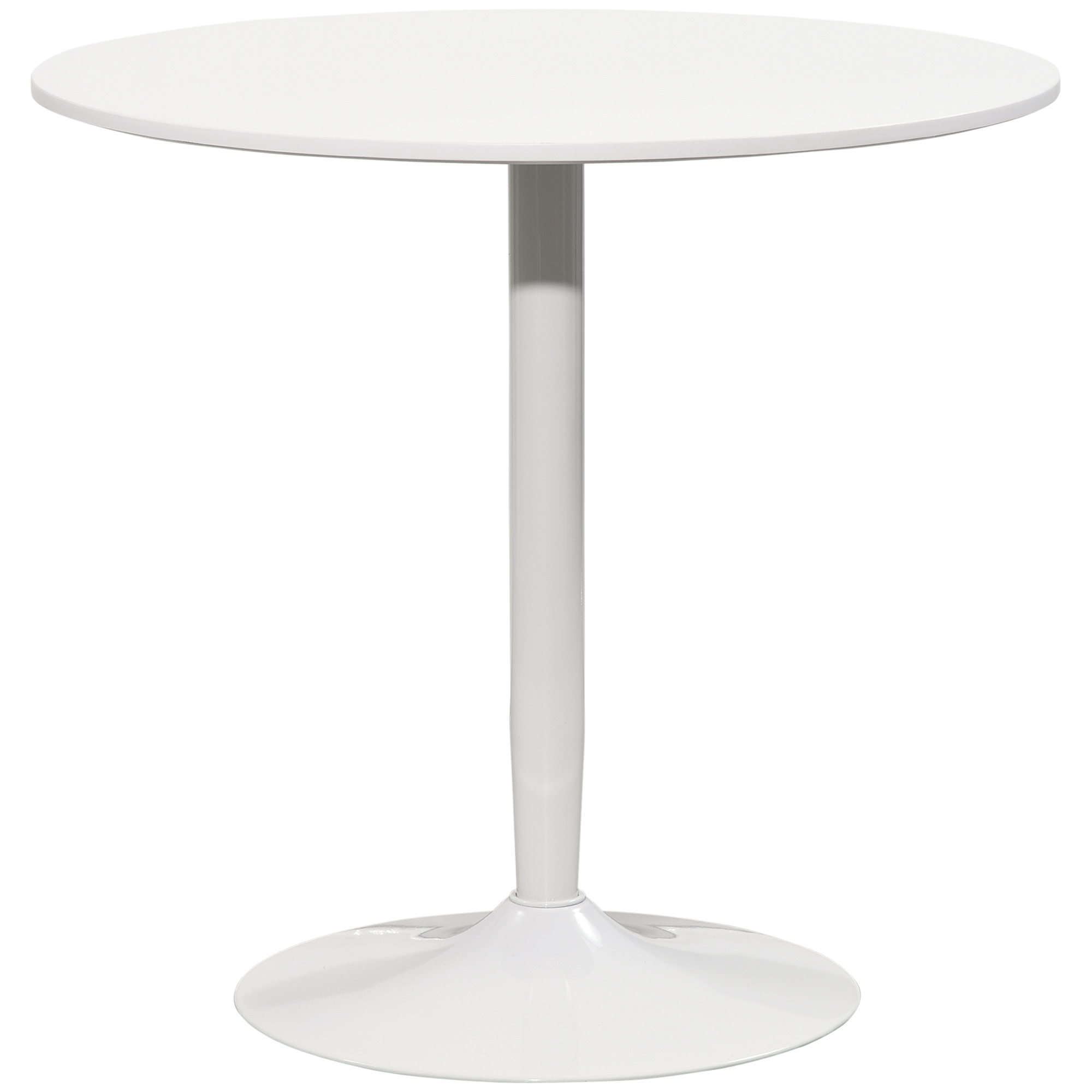 HOMCOM Esstisch, Runder Küchentisch, Moderner Esszimmertisch für 2 Personen, Bartisch Säulentisch mit Stahlbein, Rutschfester Fußauflage, Kaffeetisch für Wohnzimmer, Ø80 x 75 cm, Weiß   Aosom