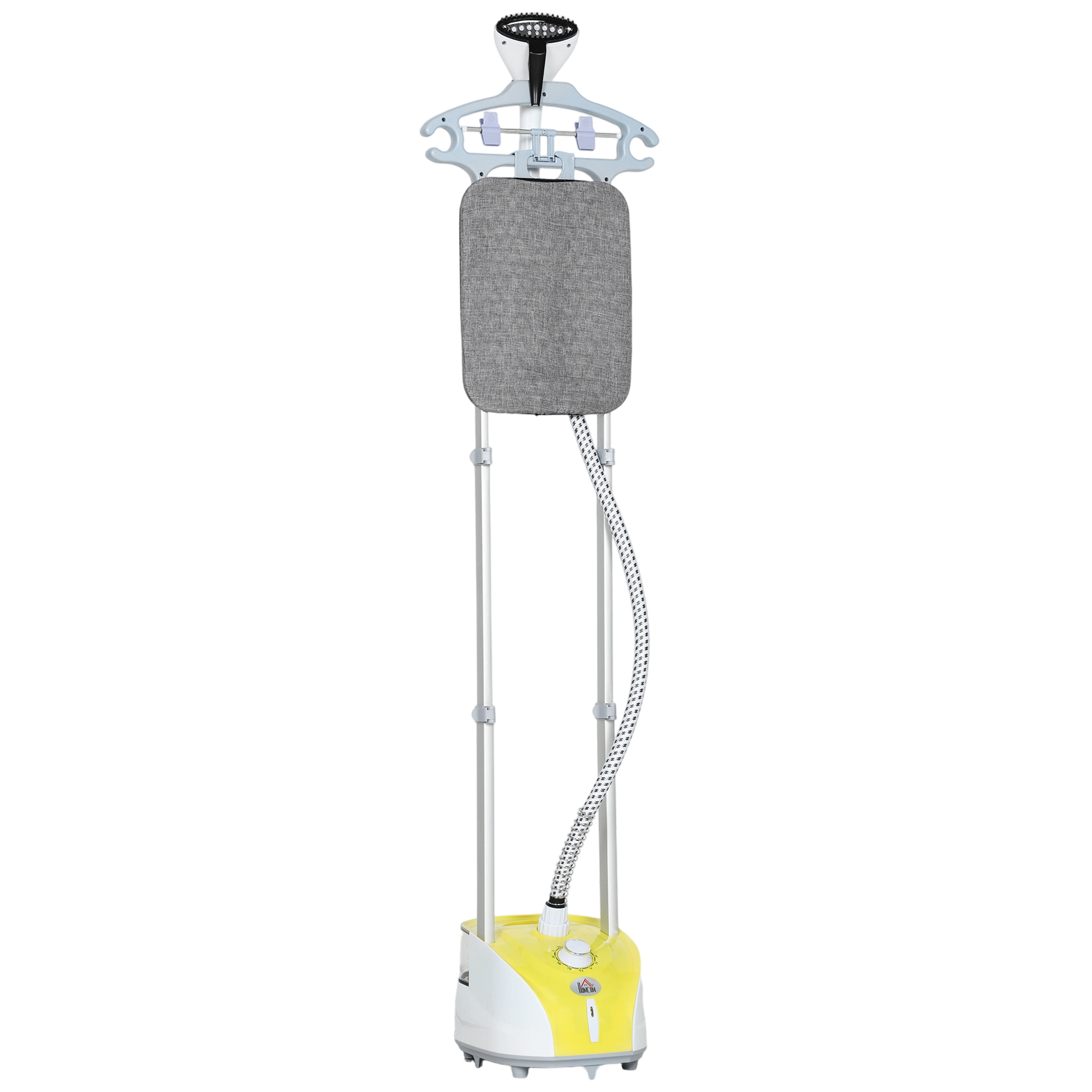 HOMCOM Vertikale Dampfbügler 1950W, 2 L Tank, 32g/min, Vertikaler Dampfbügler mit Teleskopstange, Kleiderbügel, Vertikaler Bügelzentrum für Zuhause Büro, Gelb Aosom