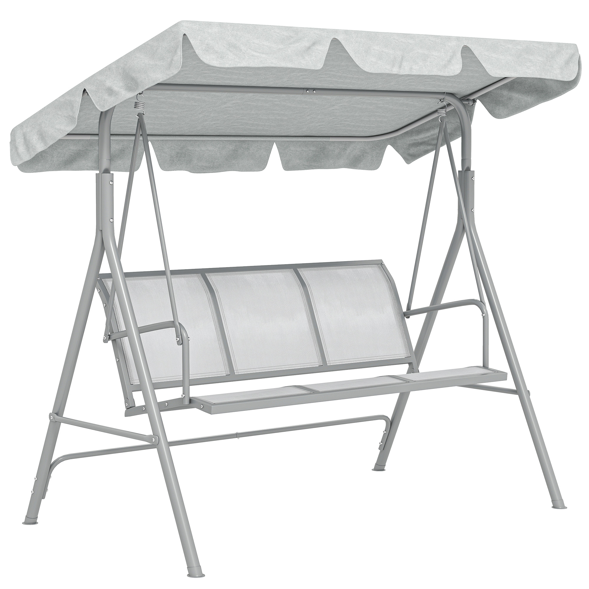 Outsunny Hollywoodschaukel 3-Sitzer Gartenschaukel mit Dach, Metall Grau Silber, 170x110x153 cm, perfekte Relaxliege für Garten & Terrasse   Aosom.de