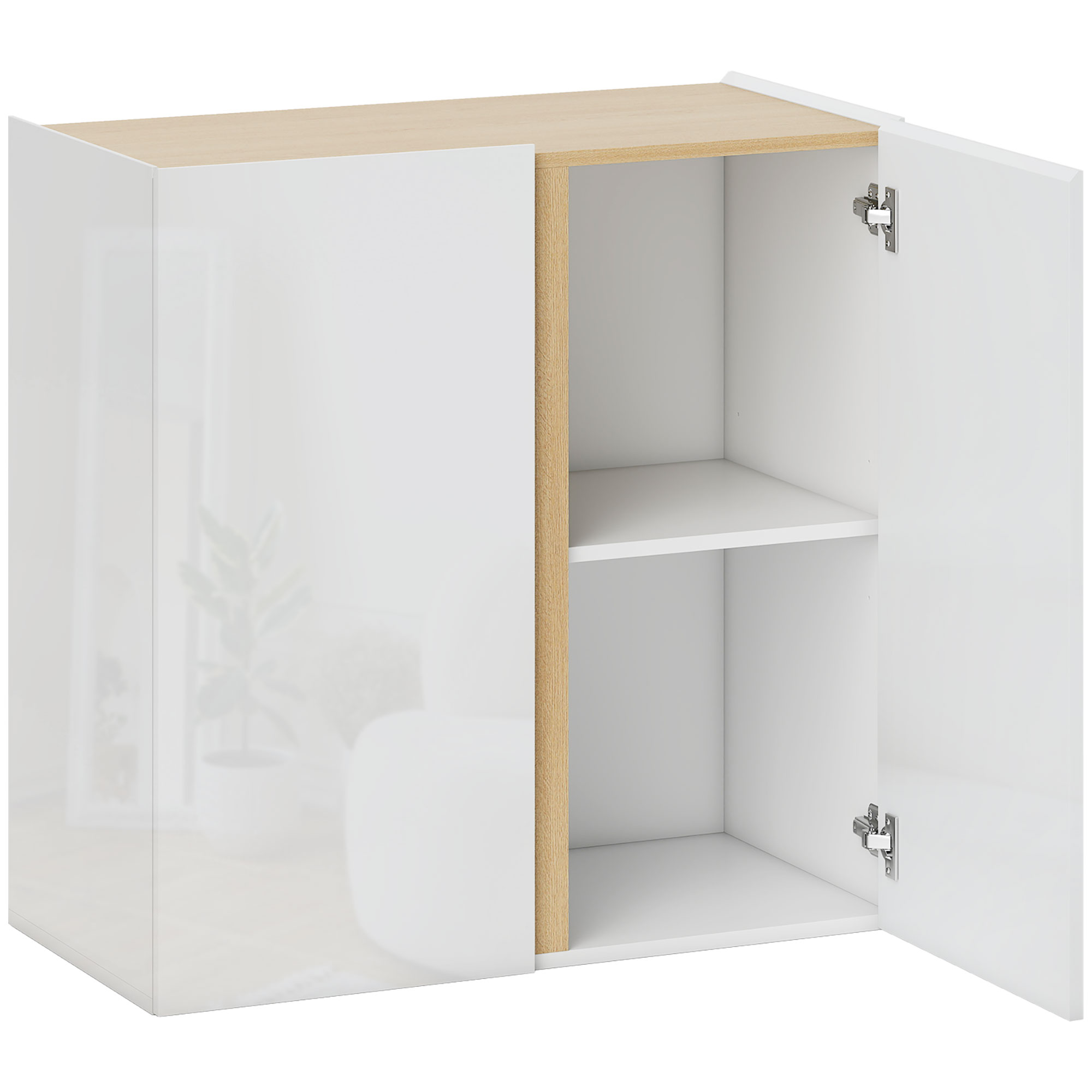 HOMCOM Sideboard Küchenschrank mit 2 Soft-Close-Türen, Verstellbarer Einlegeboden, Moderner Aufbewahrungsschrank für Wohnzimmer, Küche 80 x 40 x 80 cm Hochglanzweiß   Aosom