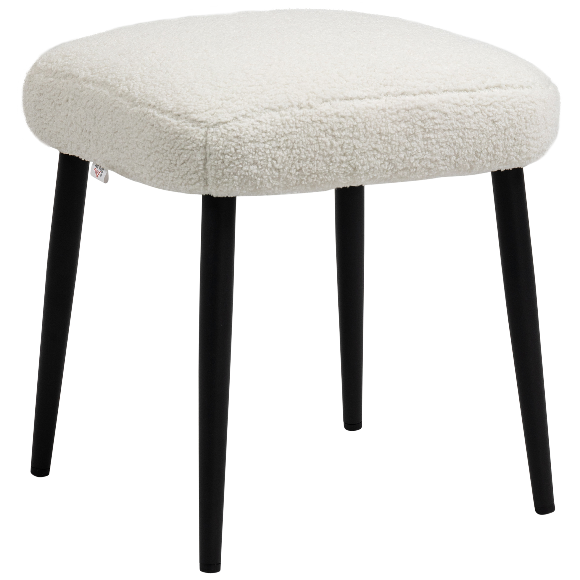 HOMCOM Fußhocker quadratischer Sitzhocker Schminkhocker Kaschmir-Optik mit Stahlbeinen für Wohnzimmer Schlafzimmer Creme 42x42x47cm Aosom.de
