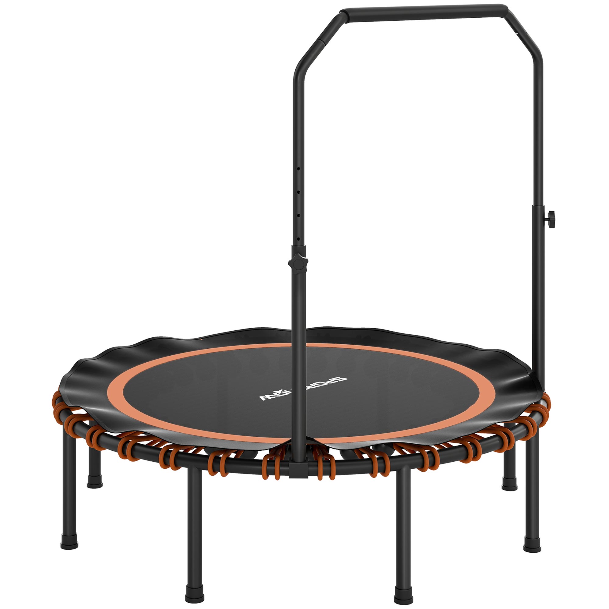 SPORTNOW Fitness Trampolin klappbar Ø122 cm Mini Trampoline mit 5 verstellbaren Handgriffstufen, leise Gummiseil, Trampolin für Erwachsene Trampoline für Indoor Outdoor Jumping Aosom