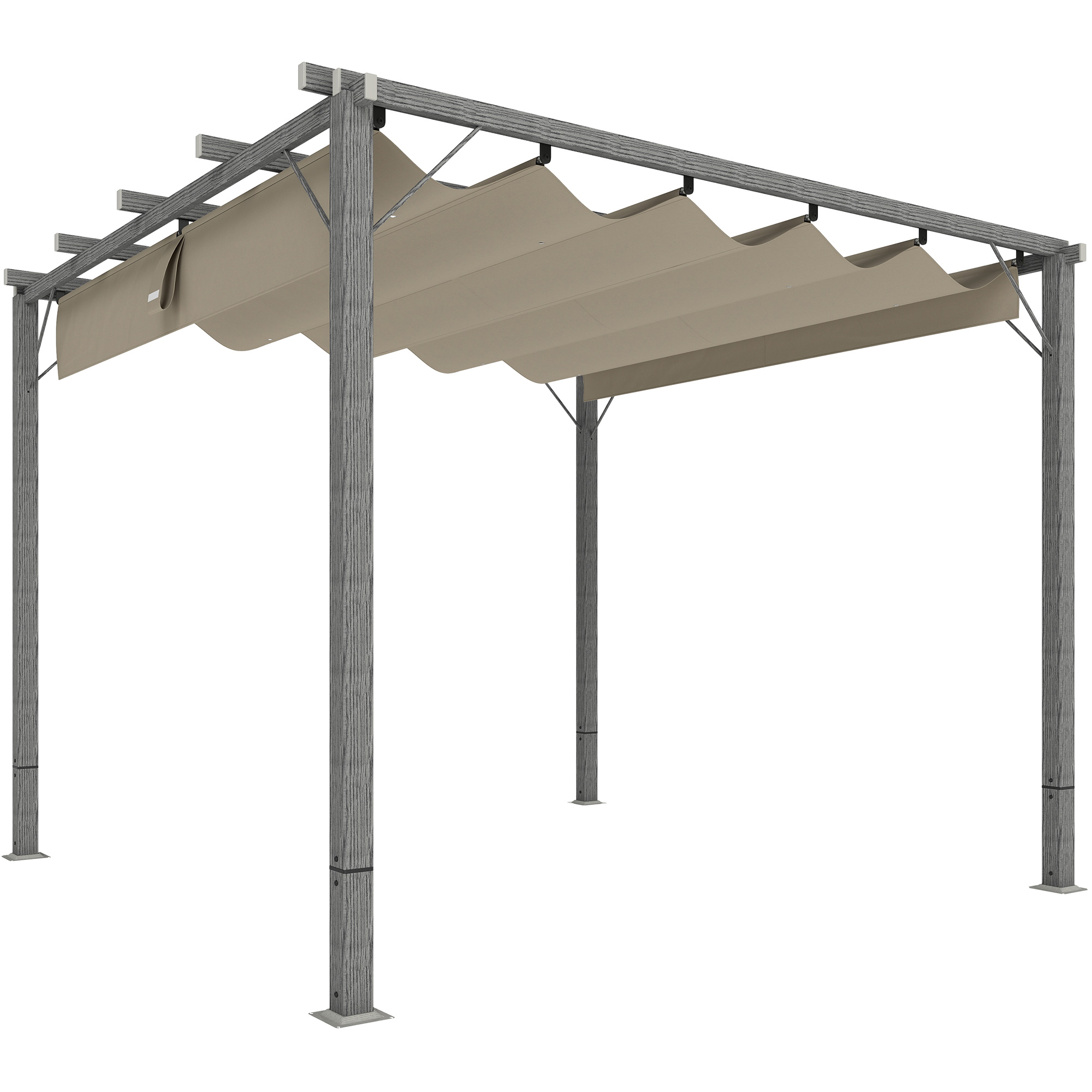 Outsunny Pergola ca. 3x3m Garten Pavillon mit magnetischen Pad, Terrassendachung aus Aluminium, Gartenpavillon mit verstellbares Dach, Freistehend, UV Schutz 30+, für Terrasse und Garten, Grau Aosom