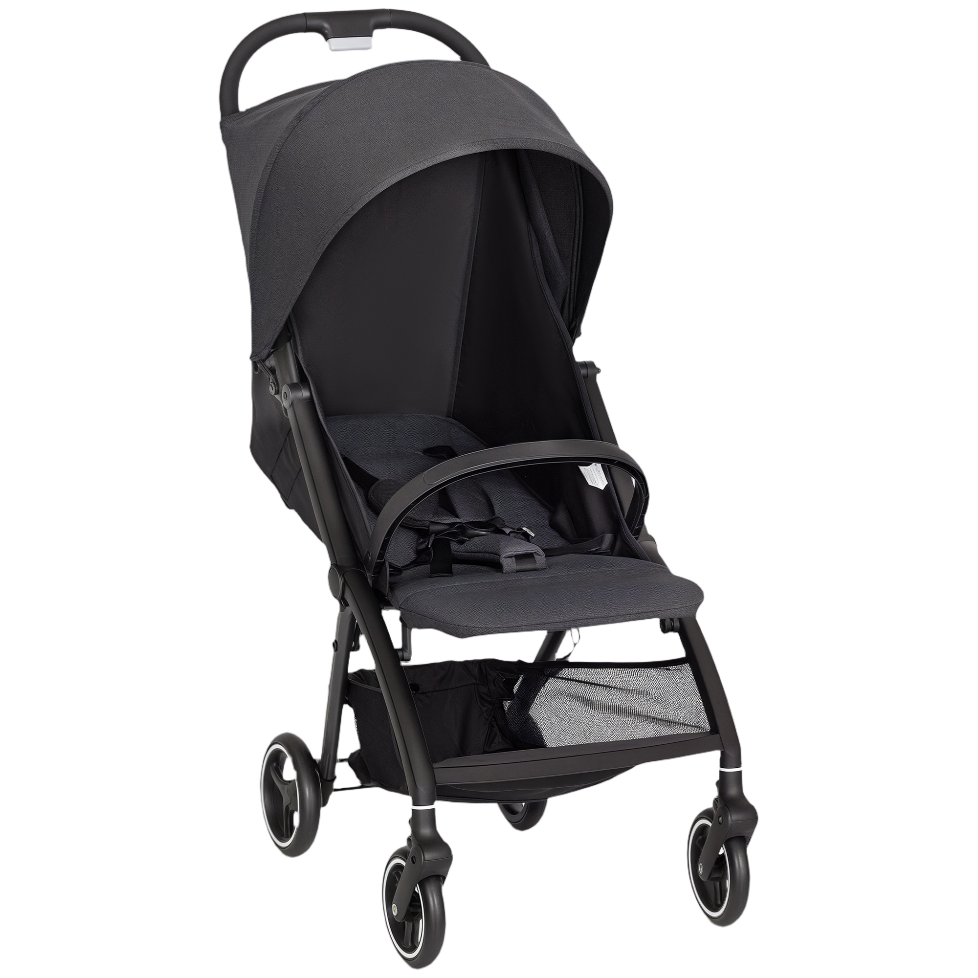 AIYAPLAY Kinderwagen Leicht 6.3kg für Babys 0-3 Jahre Faltbar mit Einhandfunktion, Kompakter Verstellbarer Kinderwagen mit Verdeck und Verstellbarer Fußstütze, Räder und Aufbewahrungskorb, Bis zu 15 kg, Dunkelgrau   Aosom