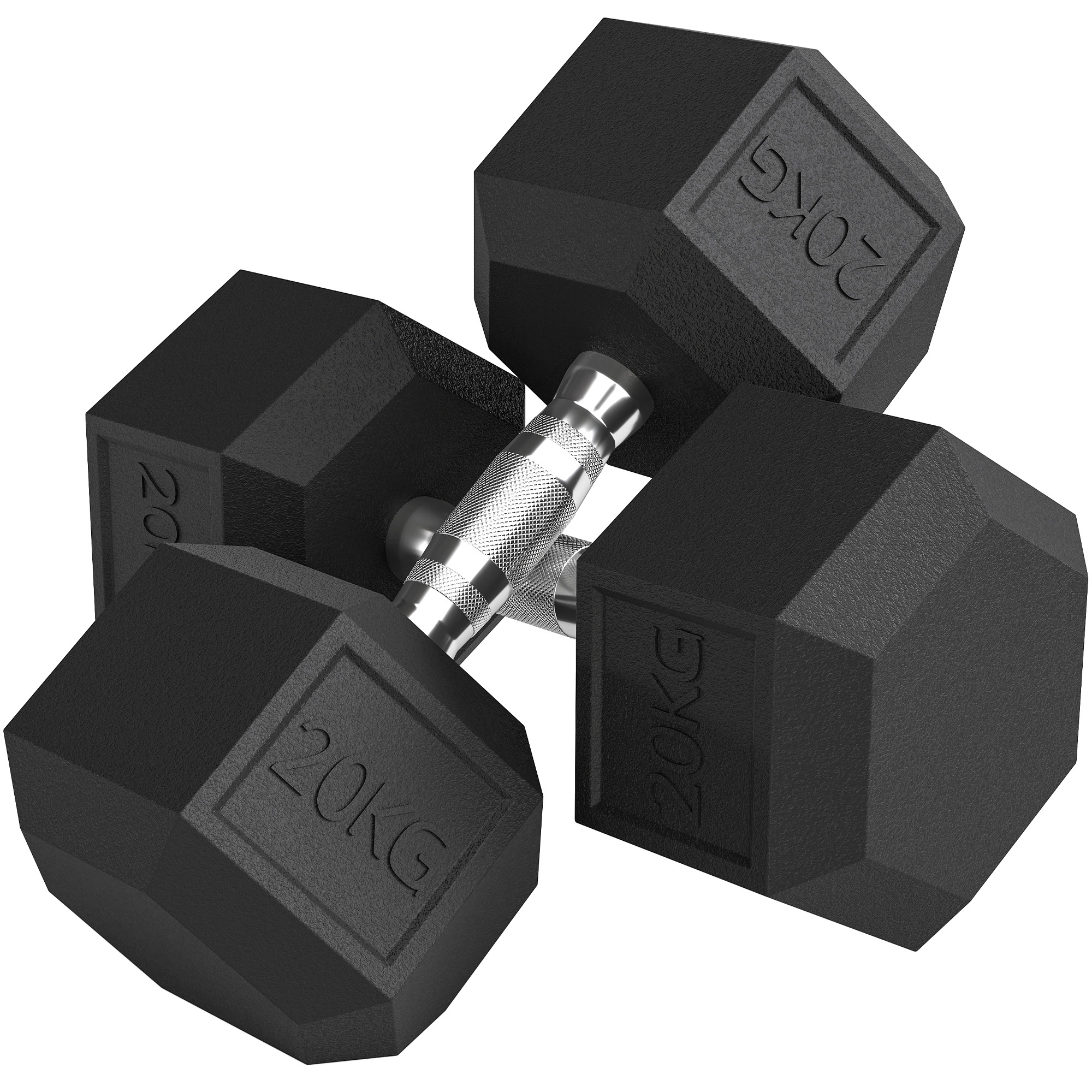 HOMCOM Hantelset, 2er Set Hanteln mit gerändeltem Griff, Kurzhantelset aus Gusseisen, 2 x 20 kg, Kurzhanteln für Männer und Frauen, Dumbbell Set für Zuhause, Fitnessstudio, Krafttraining   Aosom