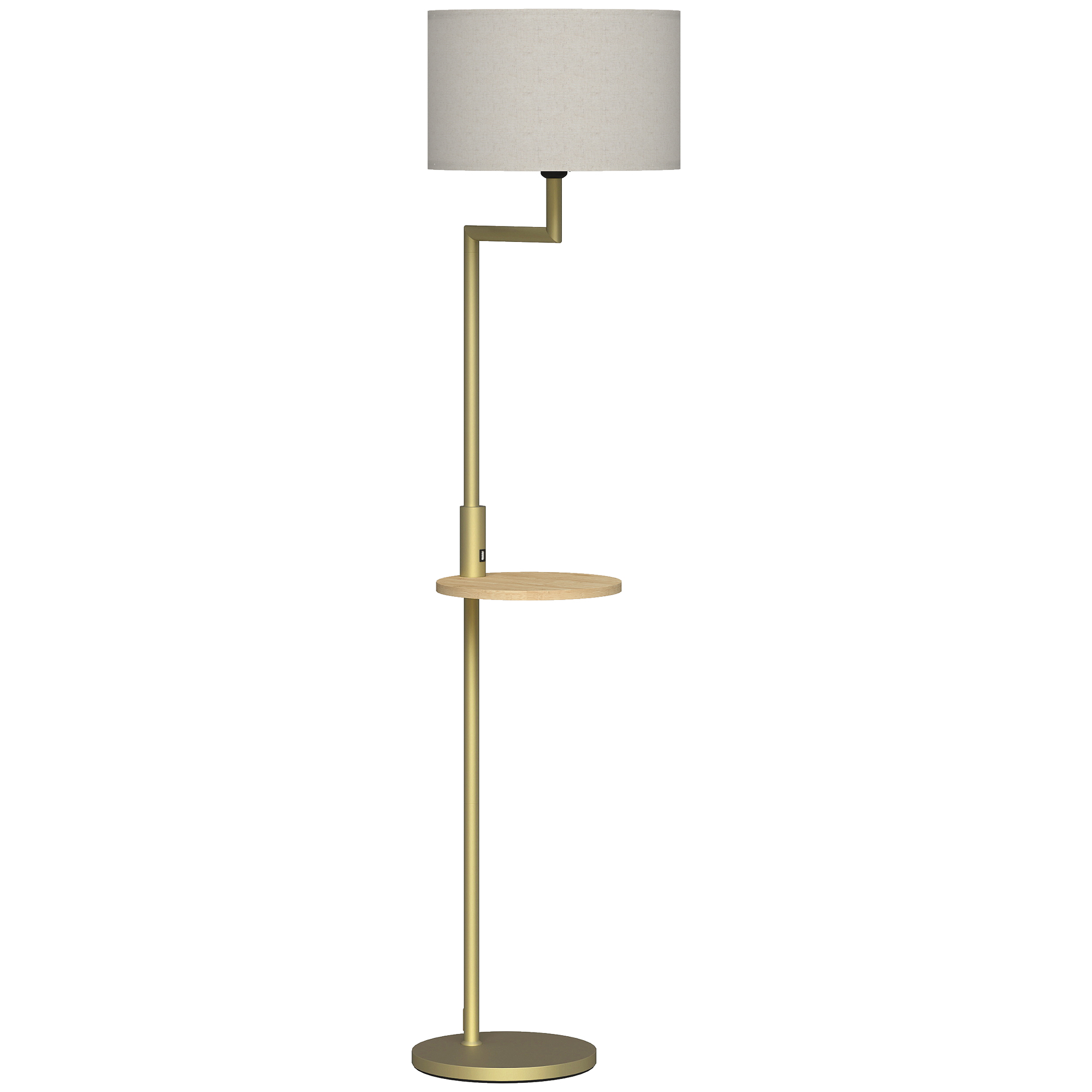 HOMCOM Stehlampe Modern mit Regal, Stehlampe 40 W mit abnehmbarem synthetischem Leinenschirm, USB-Anschluss, Kettenauslöser und Stahlrahmen, für Wohnzimmer, Schlafzimmer, Gold Aosom