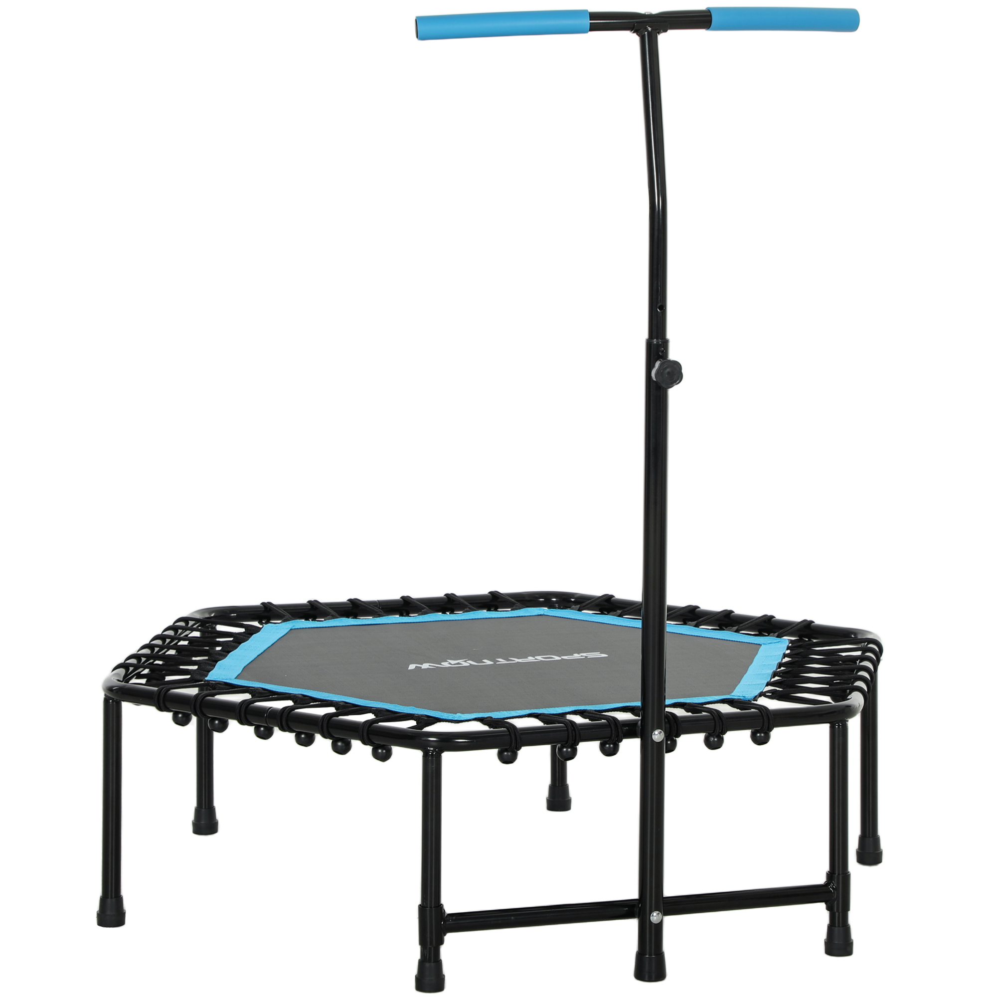 SPORTNOW Fitness-Trampolin 114 cm mit elastischen Seilen, verstellbare Griff auf 3 Positionen, belastbar bis 100 kg stabil und leise für Indoor-Training, blau   Aosom