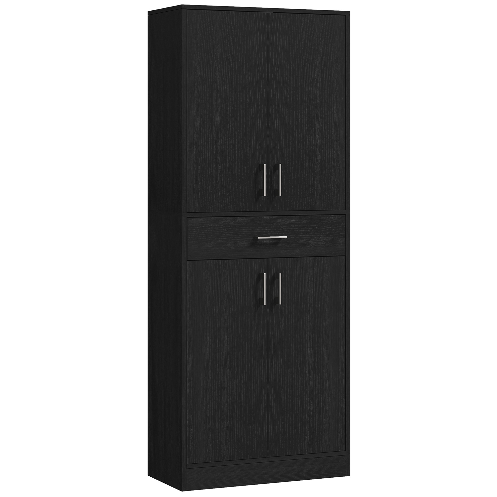 HOMCOM Buffet Küchenschrank Highboard 2 höhenverstellbare Regale 4 Türen 2 Schränke und 1 zentrale Schublade Höhe 180 cm Schwarz   Aosom