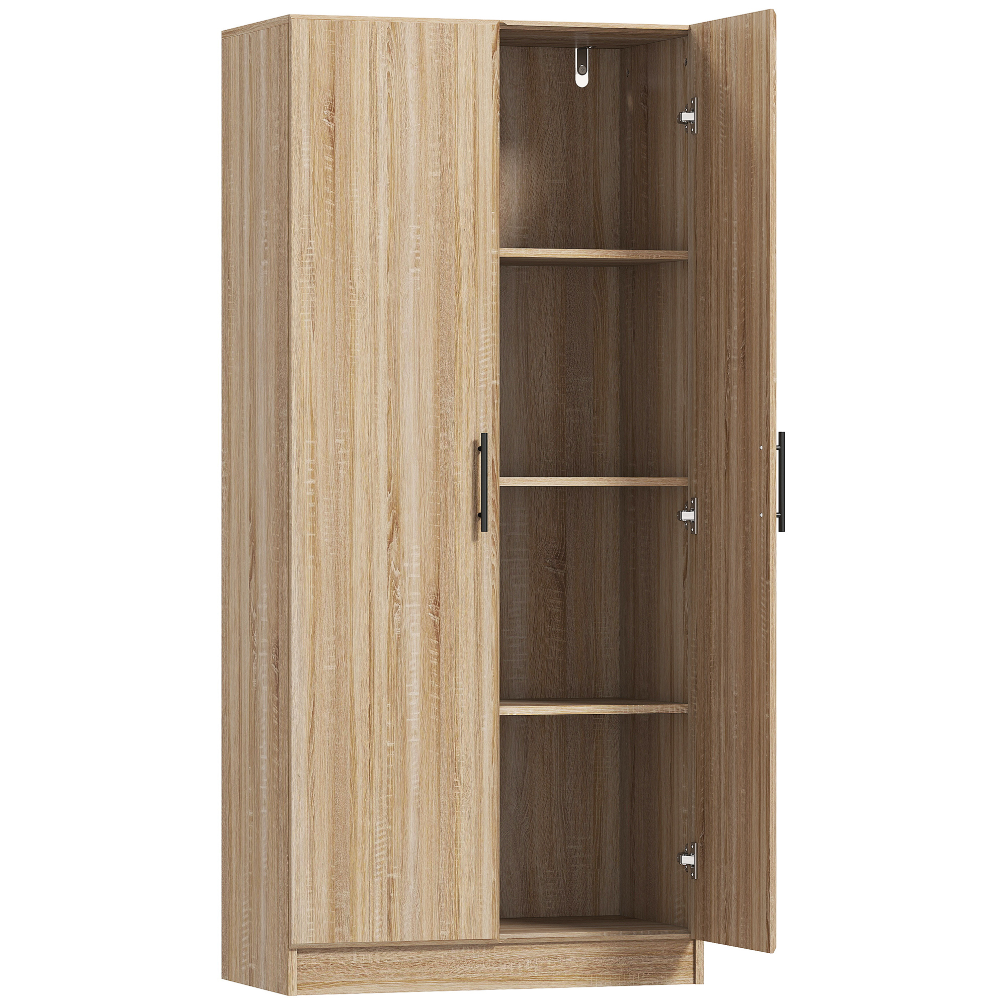 HOMCOM Küchenschrank mit gedämpften Türen, 2 verstellbaren Regalen, Schrank für Wohnzimmer, Esszimmer, Wohnzimmer, 75x40x165 cm, Farbe Holz Aosom