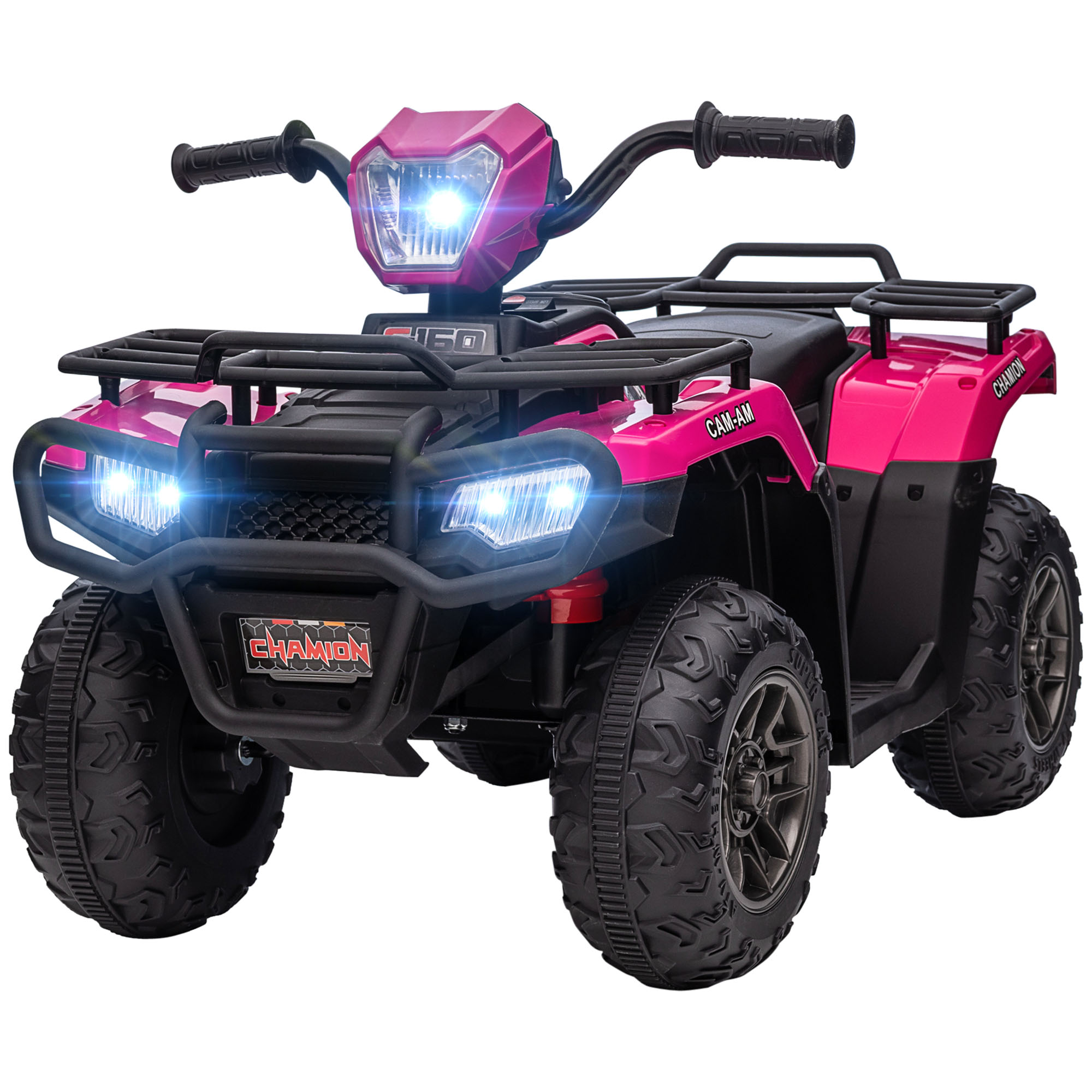 HOMCOM Kinder Elektro Quad 12V, Kinder Elektroauto, Doppelmotor, Geschwindigkeit 2-4 km/h, Scheinwerfer und Musik, Vorwärts- und Rückwärtsgang, elektrisches Auto für 3-5 Jahre, Rosa Aosom