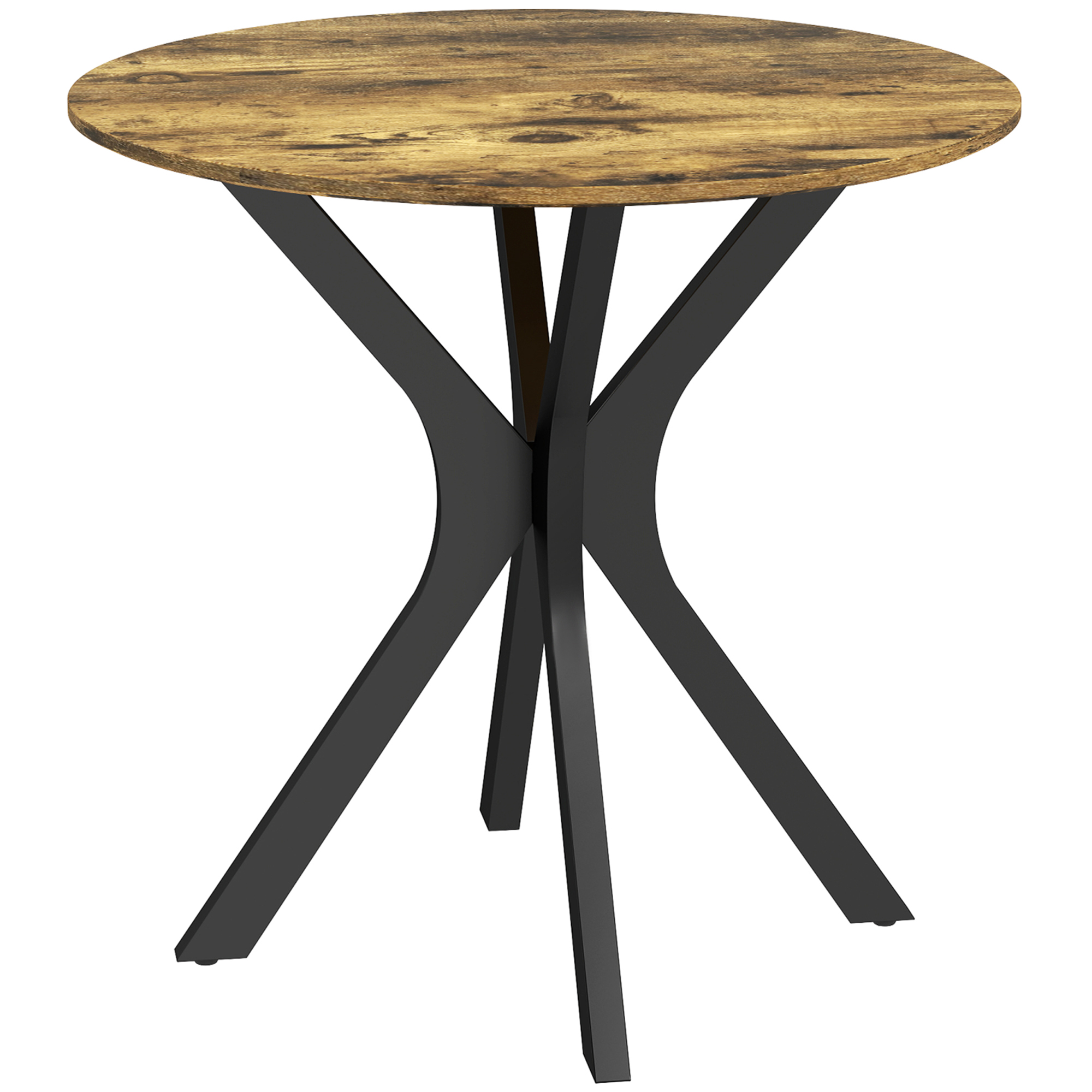 HOMCOM Esstisch, Runder Küchentisch, Moderner Esszimmertisch Kaffeetisch mit Spider-Stahlgestell, Bartisch für 2 Personen, Ø78 x 75 cm, Rustikales Braun   Aosom