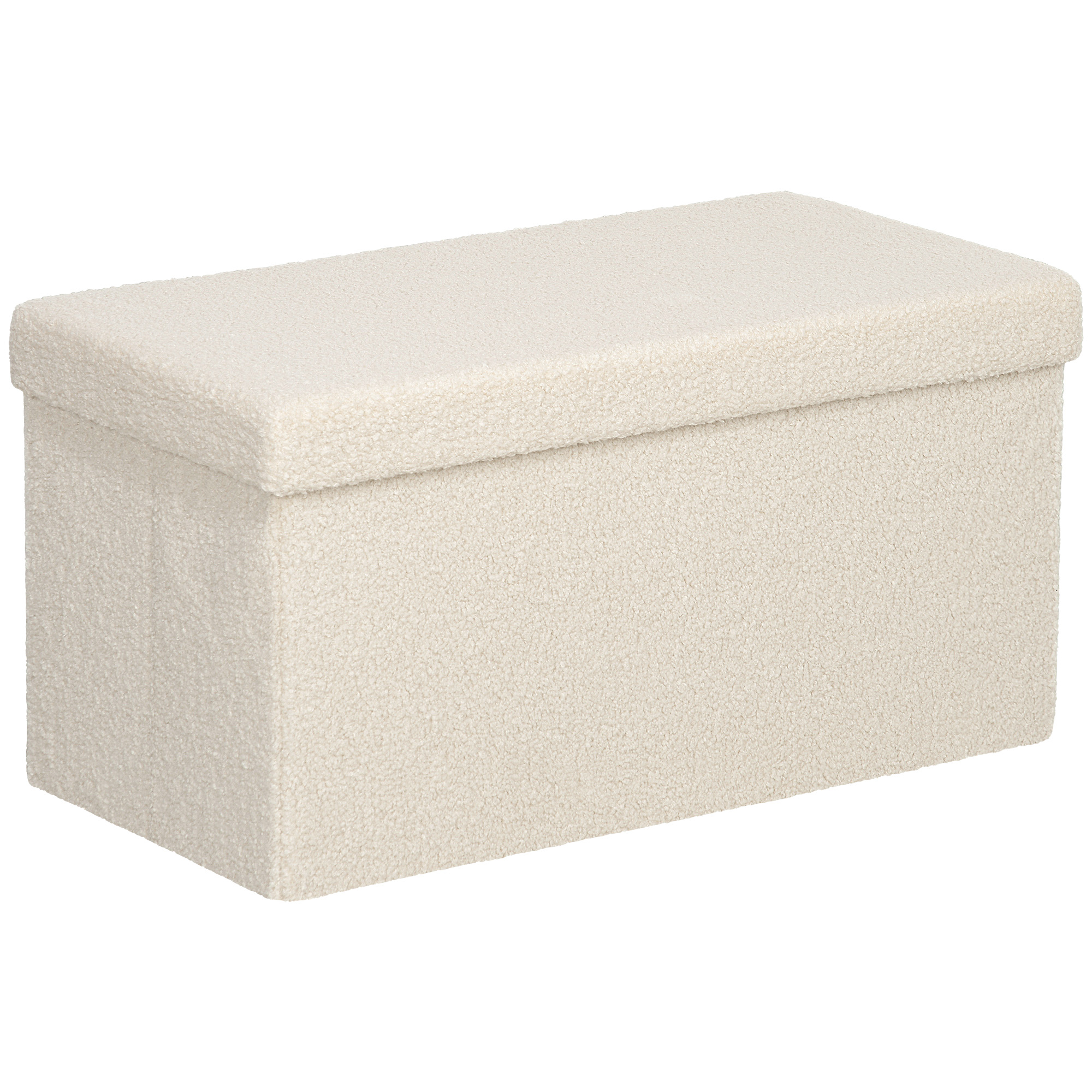 HOMCOM Sitzbank mit Stauraum, faltbar Polsterbank, Bettbank mit Samtoptik, Sitztruhe für Flur Schlafzimmer Wohnzimmer, 76 x 38 x 38 cm Cremeweiß Aosom