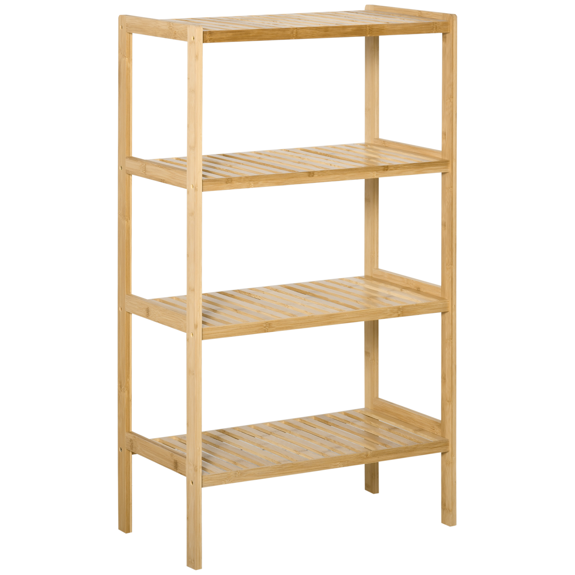 HOMCOM Strandregal 4-stufiges Bücherregal aus Bambus 62x33x112cm für Büro Lager Küche Natur   Aosom.de