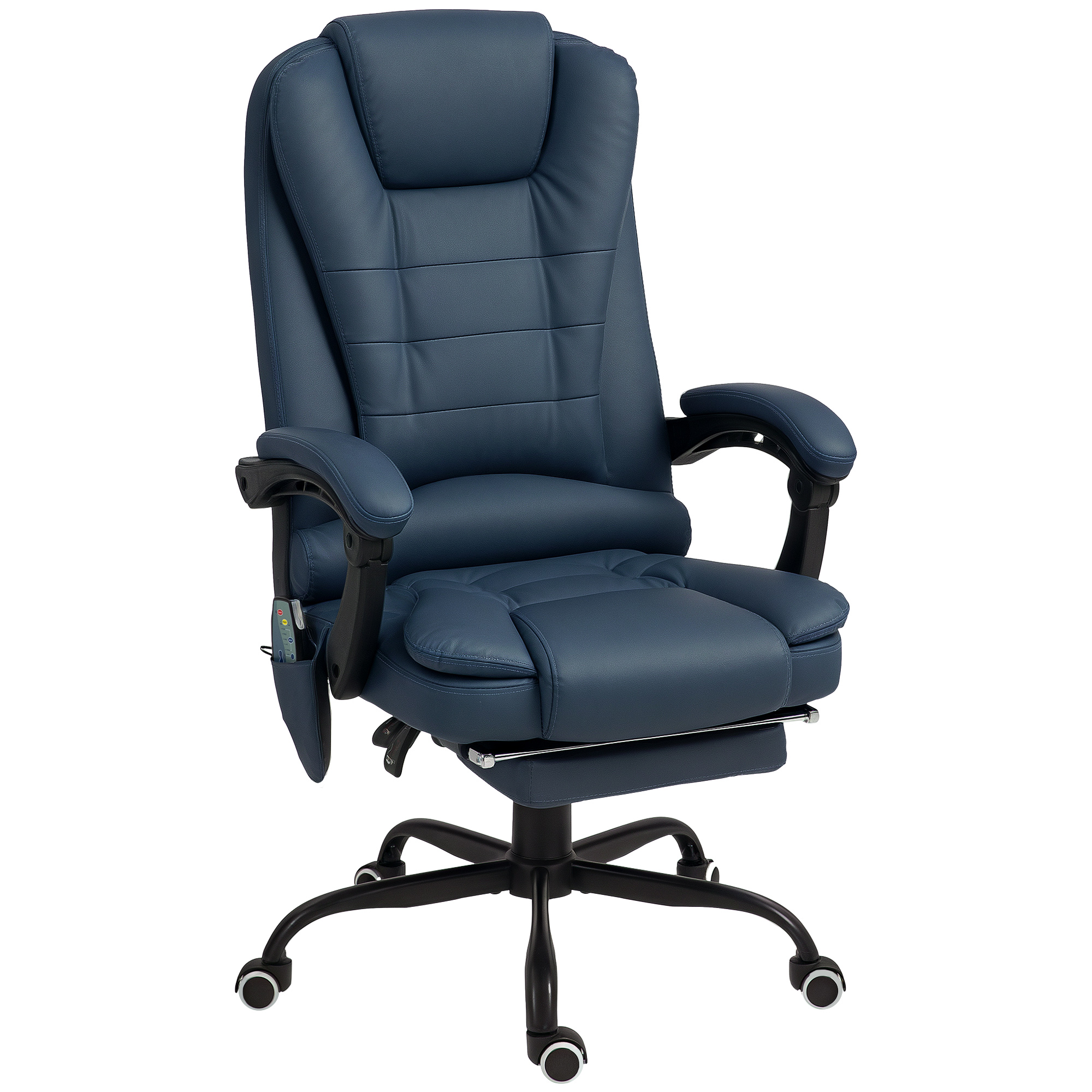 Vinsetto Bürostuhl mit 7 Punkt Massage, ergonomischer Bürosessel mit Liegefunktion, höhenverstellbar Chefsessel mit Fernbedienung, 120 kg belastbar, für Arbeitszimmer, Büro, Blau   Aosom