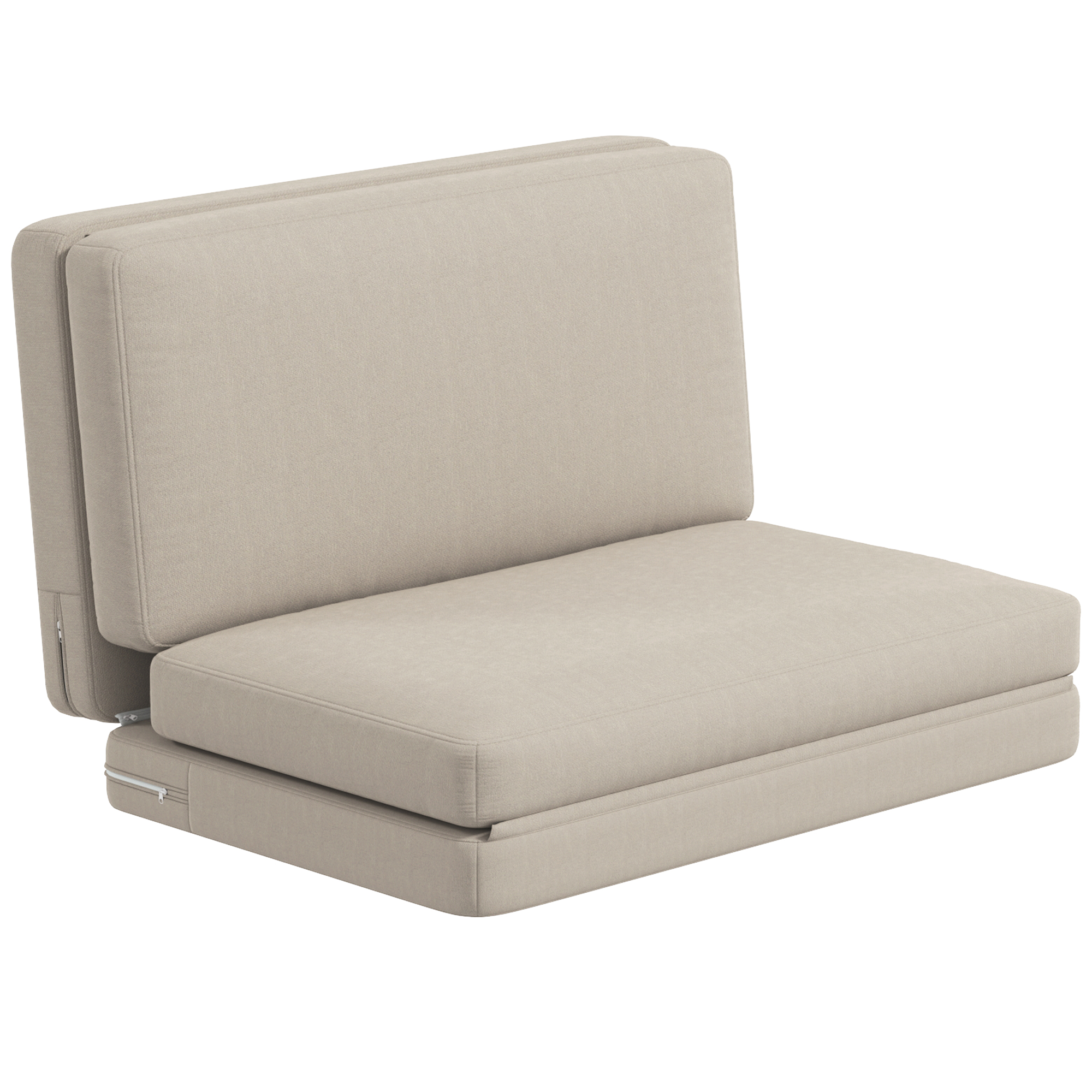 HOMCOM Bodensofa 3-in-1 Klappbar Schlafsofa mit Samtoptik, Gepolstert Sofabett bis 240 kg belastbar für Schlafzimmer, Wohnzimmer, Beige Aosom