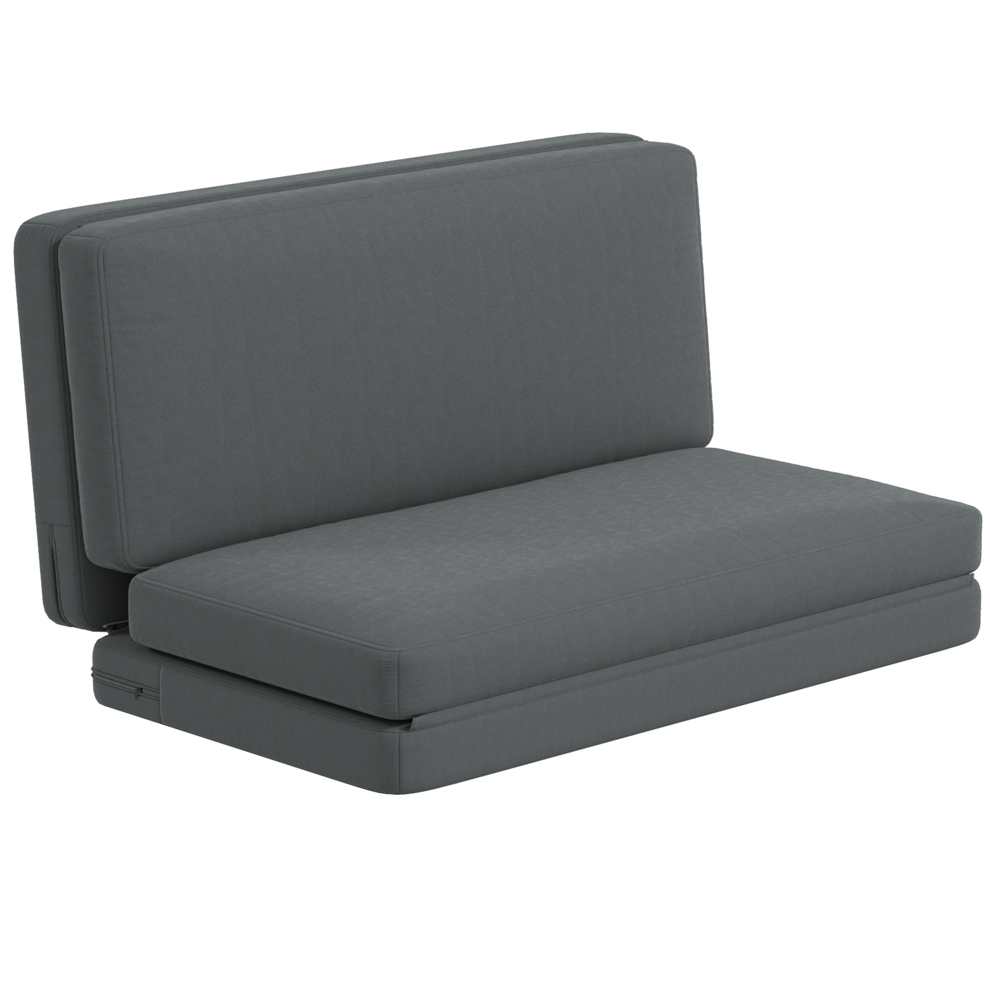 HOMCOM Bodensofa 3-in-1 Klappbar Schlafsofa mit Samtoptik, Gepolstert Sofabett bis 240 kg belastbar für Schlafzimmer, Wohnzimmer, Dunkelgrau Aosom