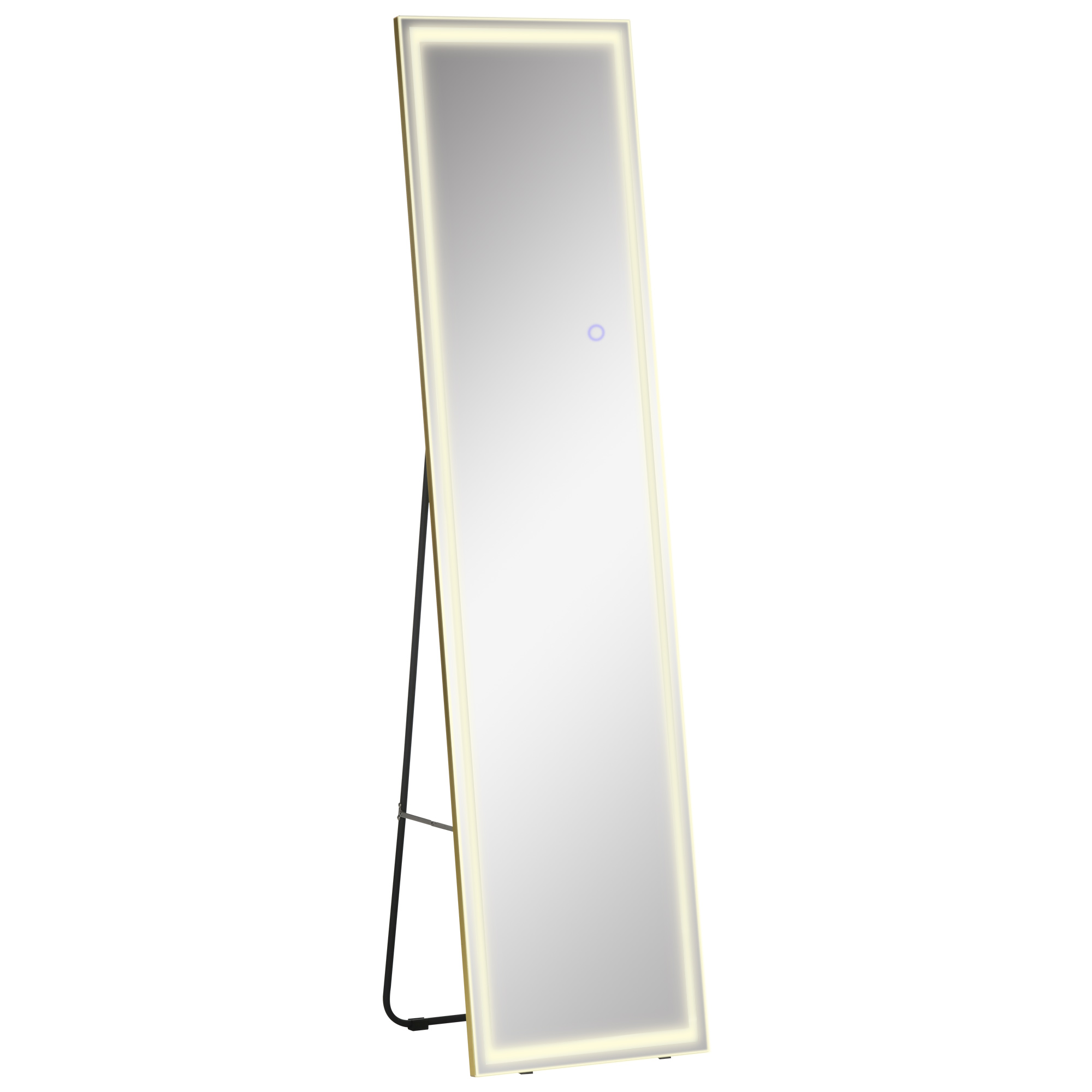 HOMCOM Wandspiegel mit LED 2 in 1 Standspiegel Ganzkörperspiegel Aluminiumrahmen für Schlafzimmer Beleuchtung Silber Gold Aosom.de