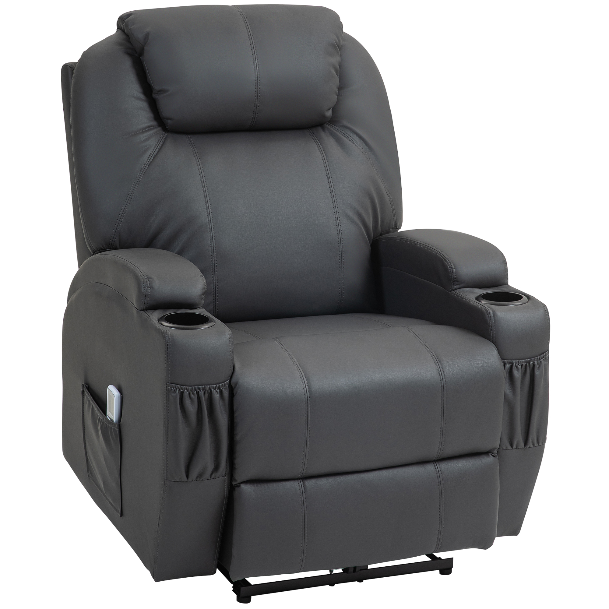 HOMCOM Relaxsessel mit Massagefunktion, Elektrisch Fernsehsessel mit Liegefunktion, Massagesessel mit Fernbedienung, Becherhalter Aosom
