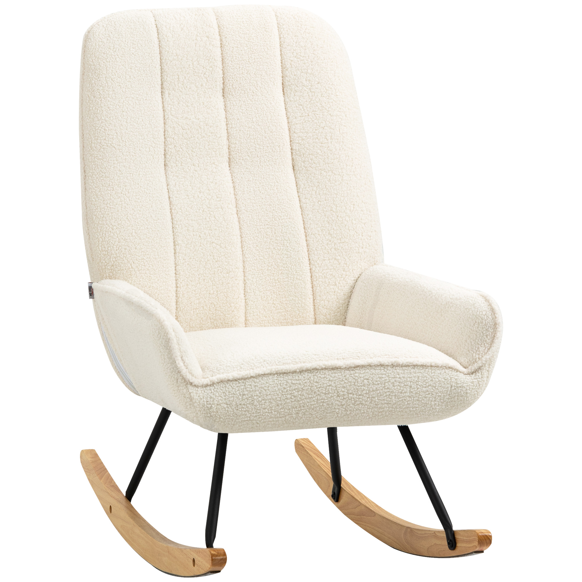 HOMCOM Schaukelstuhl gemütlicher Schwingsessel mit Sherpa-Vlies für Schlafzimmer & Kinderzimmer bis 150 kg 63x95x97 cm Aosom.de