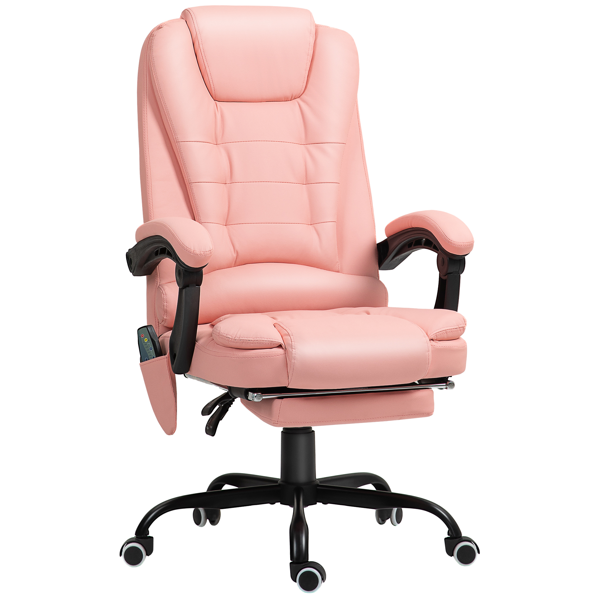 Vinsetto Bürostuhl mit 7 Punkt Massage, ergonomischer Bürosessel mit Liegefunktion, höheverstellbar Chefsessel mit Fernbedienung, 120 kg belastbar, für Arbeitszimmer, Büro, Rosa Aosom