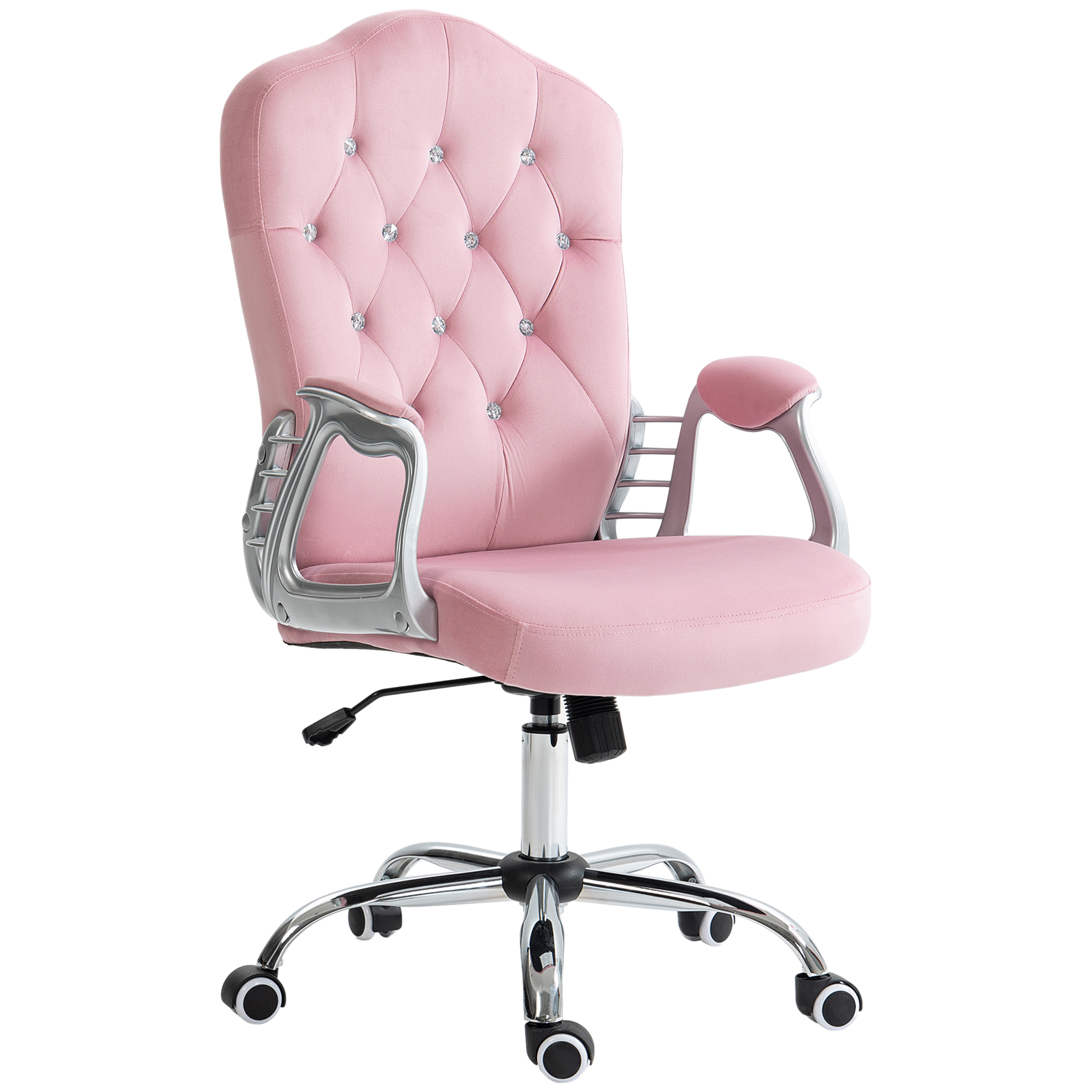 HOMCOM Bürostuhl für Frauen, ergonomischer Schreibtischstuhl mit Wippfunktion, höhenverstellbar, Belastbarkeit 120 kg, Rosa  Aosom