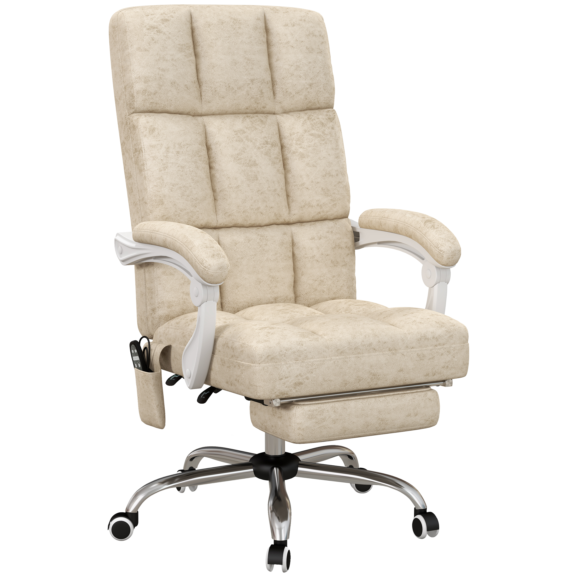 Vinsetto moderner Bürostuhl, 4 Massagepunkte, ergonomisch Bürostuhl mit Massagefunktion, höhenverstellbar, Polyester, Beige   Aosom.de