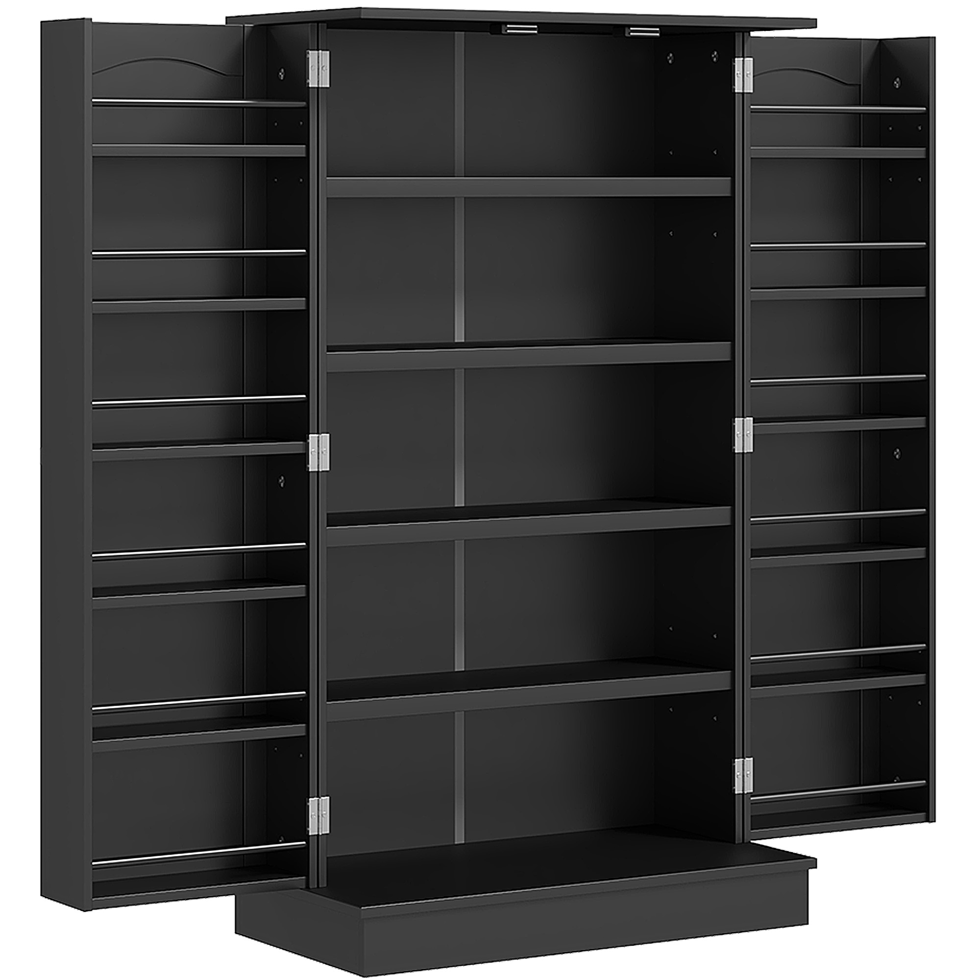 HOMCOM Küchenschrank Speisekammer Küche mit 2 Türen und 16 Regalen Moderner Vorratsschrank mit verstellbaren Regalen für Esszimmer Wohnzimmer 60x30x104 cm Schwarz   Aosom