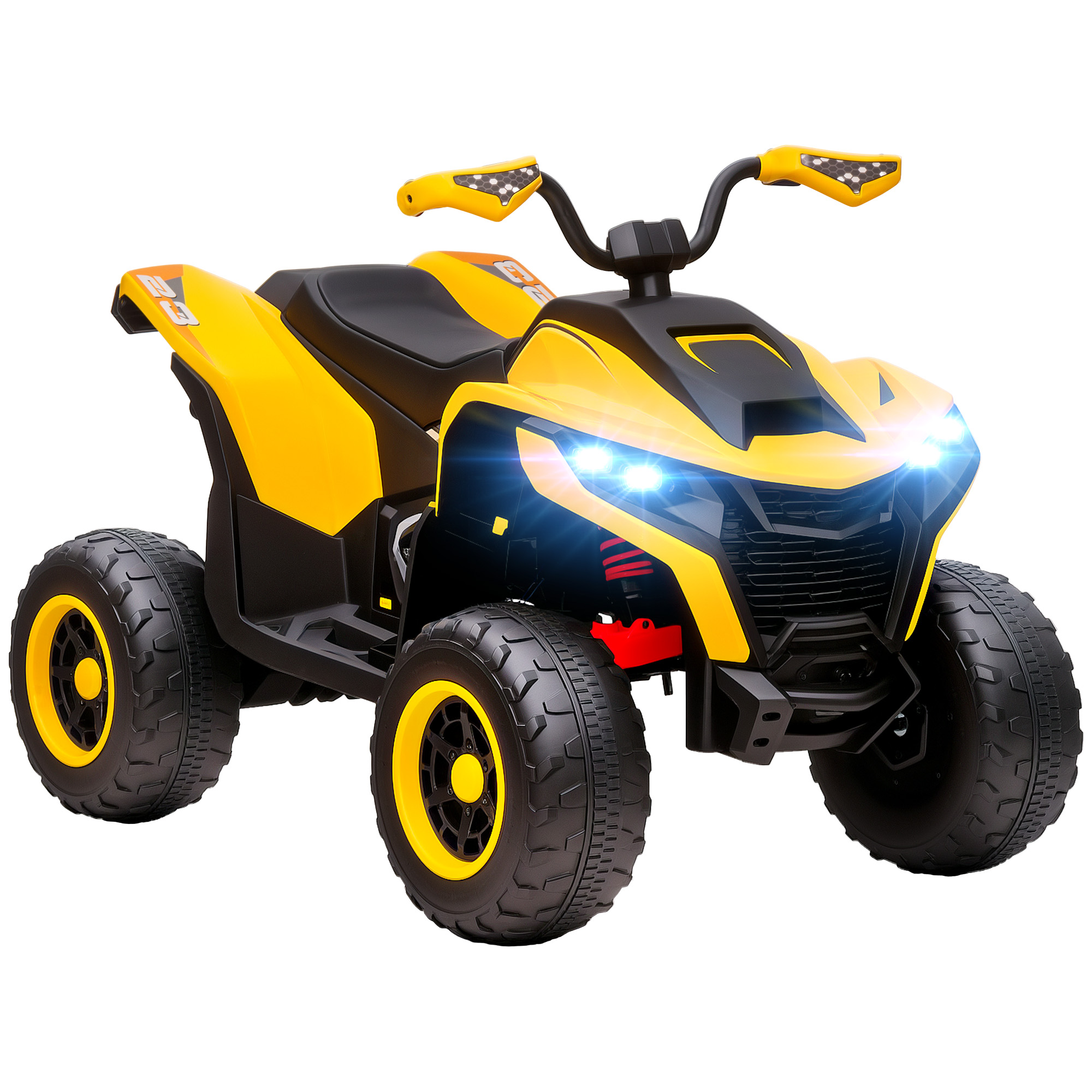 AIYAPLAY Elektro Quad für Kinder 12V Elektro Kinderquad mit 2 Motor, 3-6km/h Kinder Quad mit Federung, LED-Leuchte, Kinderauto mit USB, Musik für 3-8 Jahre Kinder, Gelb   Aosom