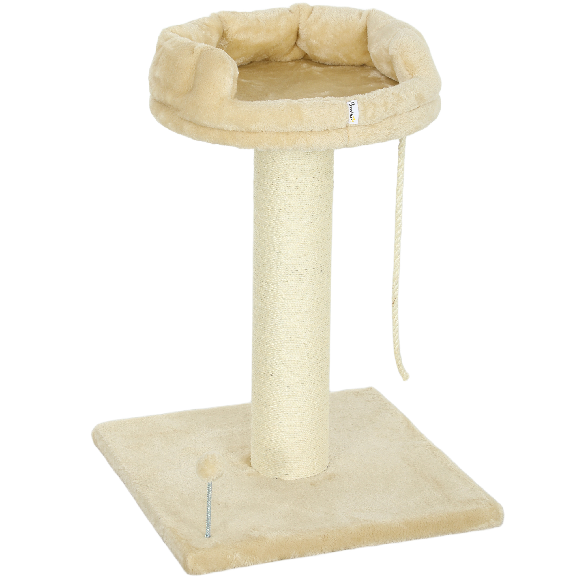 PawHut Kratzbaum klein 85cm Katzenbaum Liegefläche Spielball Katzen unter 6kg Sisal Beige   Aosom
