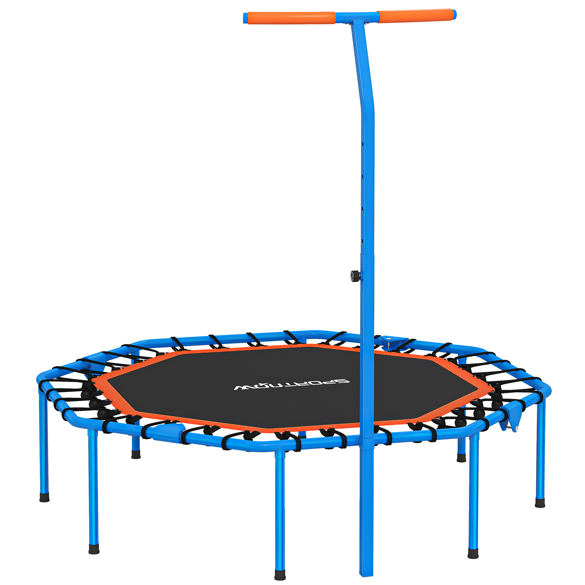 SPORTNOW Fitness Trampolin klappbar Ø128 cm Mini Trampoline mit 5-Stufig Höhenverstellbarem Haltegriff, leise Gummiseil, Trampolin für Erwachsene, Trampoline für Indoor Outdoor Jumping   Aosom