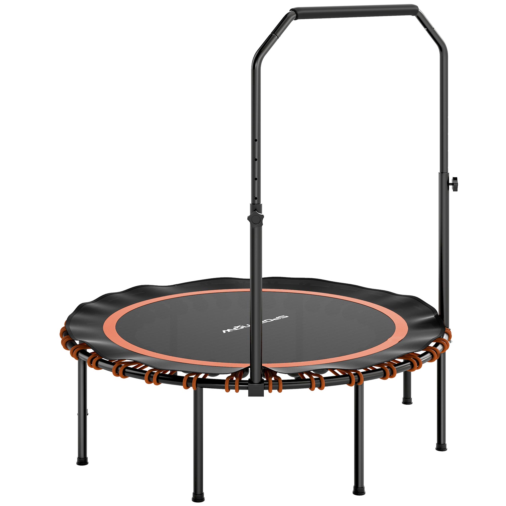 SPORTNOW Fitness Trampolin klappbar Ø114 cm Mini Trampoline mit 5 verstellbaren Handgriffstufen, leise Gummiseil, Trampolin für Erwachsene Trampoline für Indoor Outdoor Jumping   Aosom