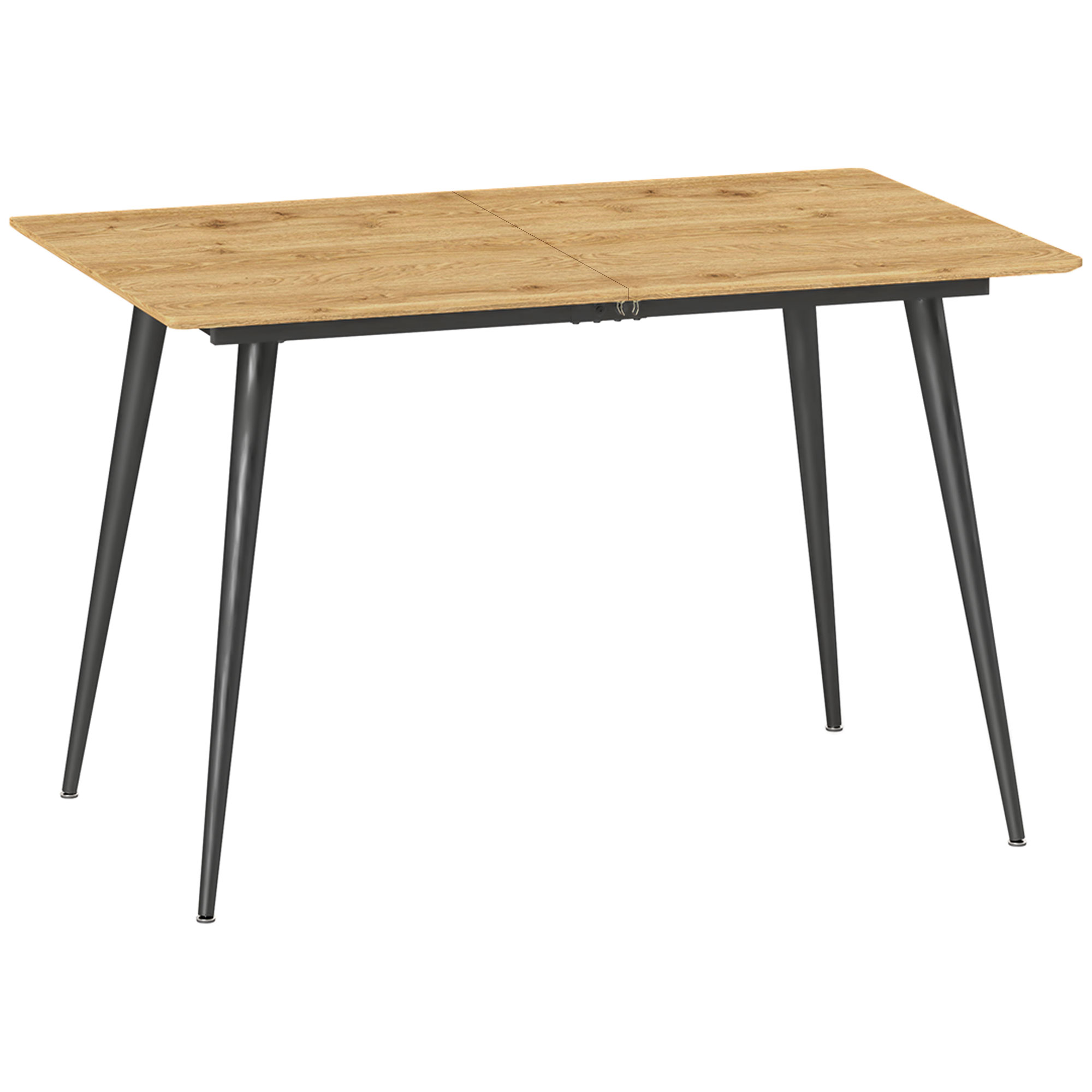 HOMCOM Esstisch ausziehbar 120/160 x 75 cm Küchentisch für 6-8 Personen, moderner Esszimmertisch mit Stahlbeine, Natur   Aosom