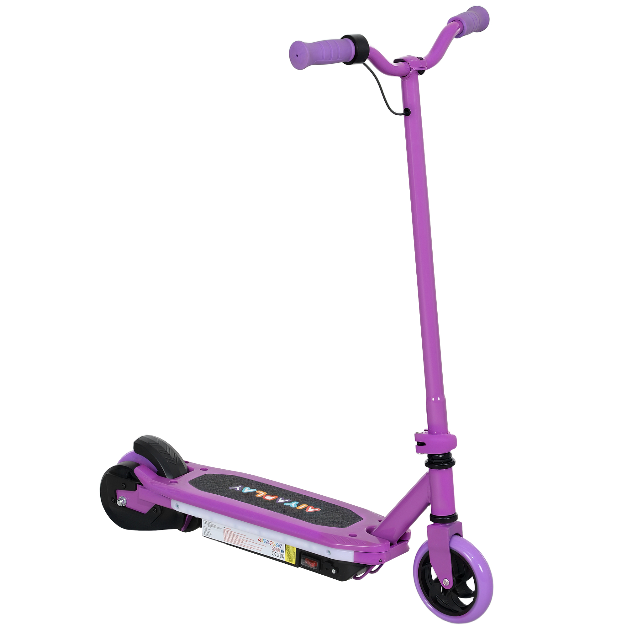 AIYAPLAY Elektroroller für Kinder 6-14 Jahre, maximale Geschwindigkeit 10 km/h, bunte LED-Lichter und elektrische Bremse, Reichweite 8 km, violett Aosom